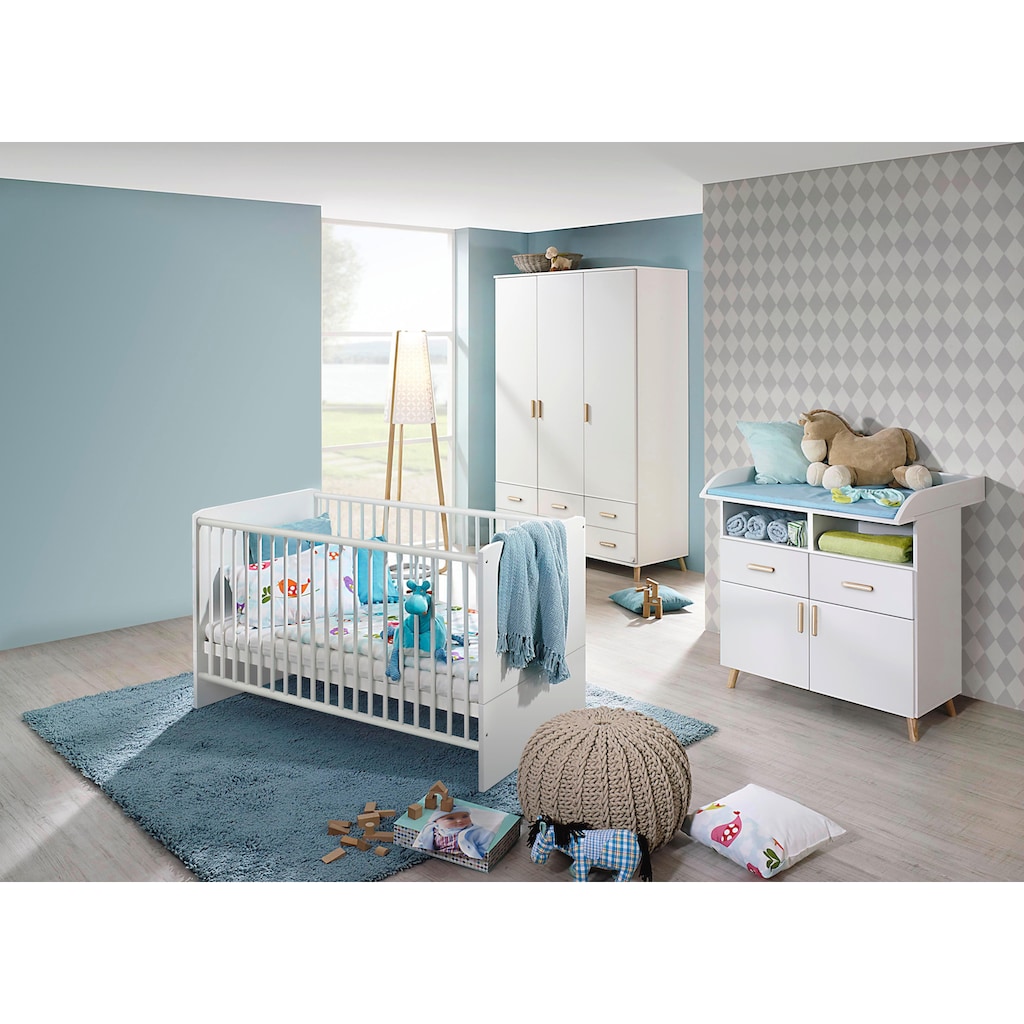 rauch Babyzimmer-Komplettset »Potsdam«, (Set, 3 St.), Bett + Wickelkommode + 3 trg. Schrank