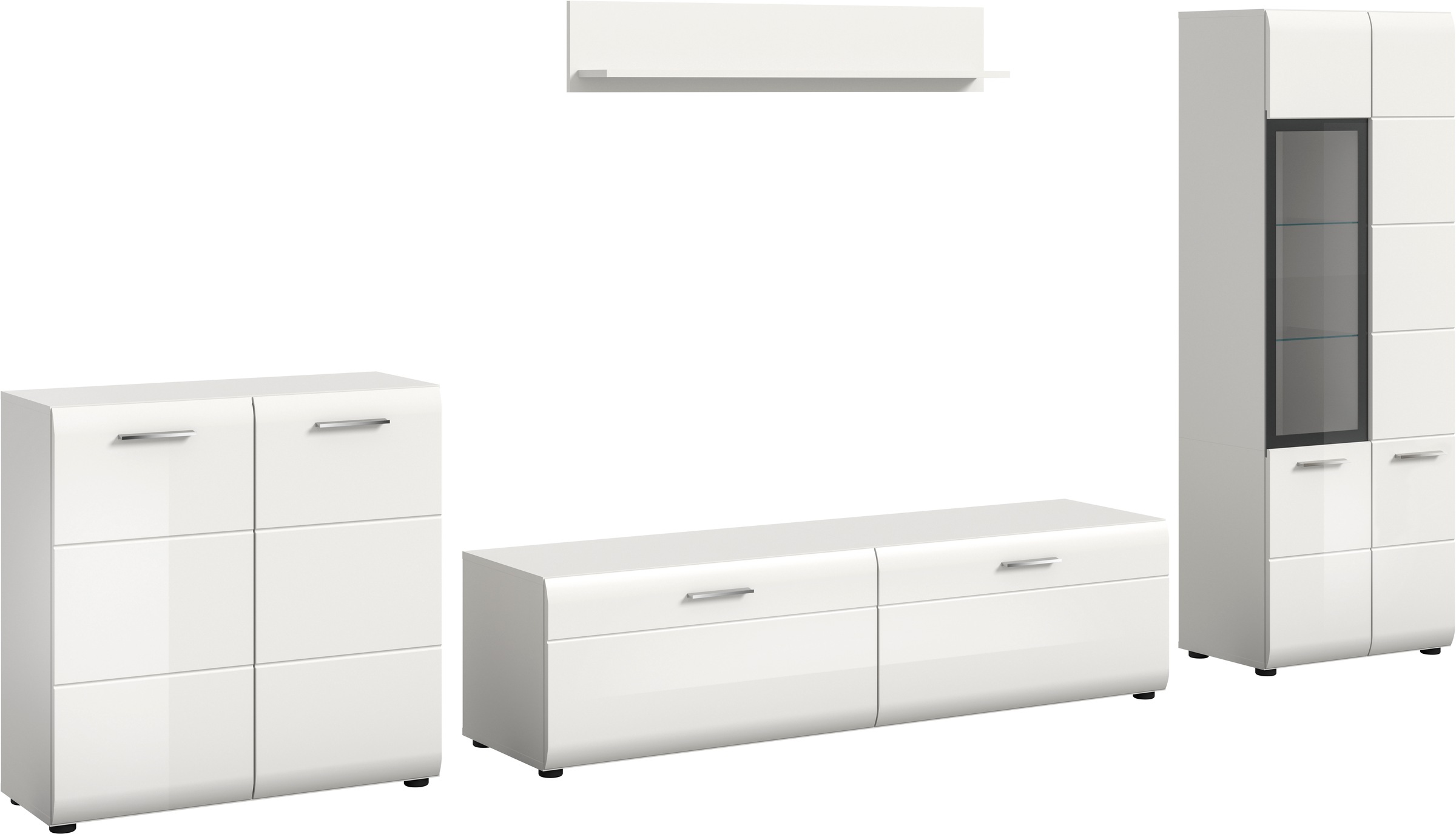 INOSIGN Wohnwand »FLORENZ, 4-teilige Wohn-Kombination, hochwertige MDF-Fron günstig online kaufen