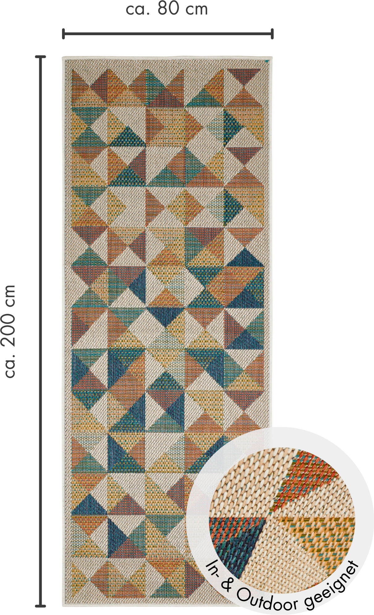 Andiamo Teppich »Sedona Dreieck«, rechteckig, 6 mm Höhe, Flachgewebe, modernes Design, In- und Outdoor geeignet