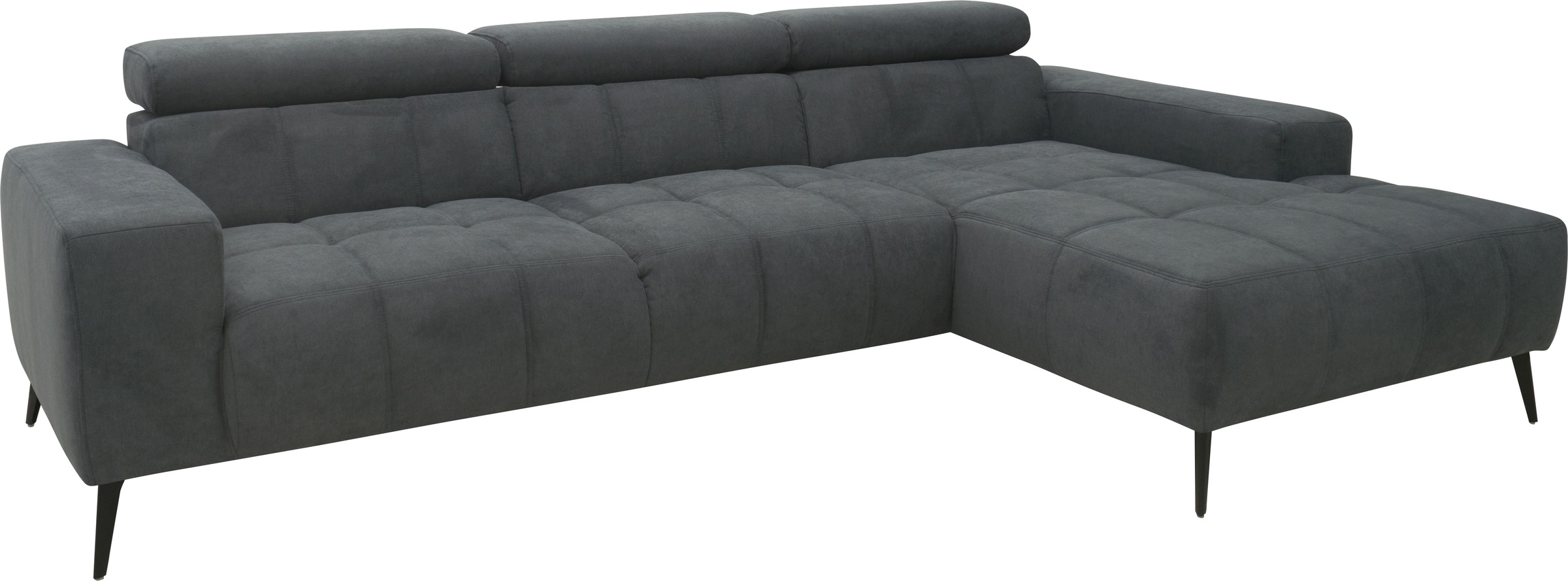 DOMO collection Ecksofa »Trento L-Form, mit Kufenfuß oder Einzelfuß«, wahlweise mit Kopfteilverstellung, Recamiere links/rechts bestellbar