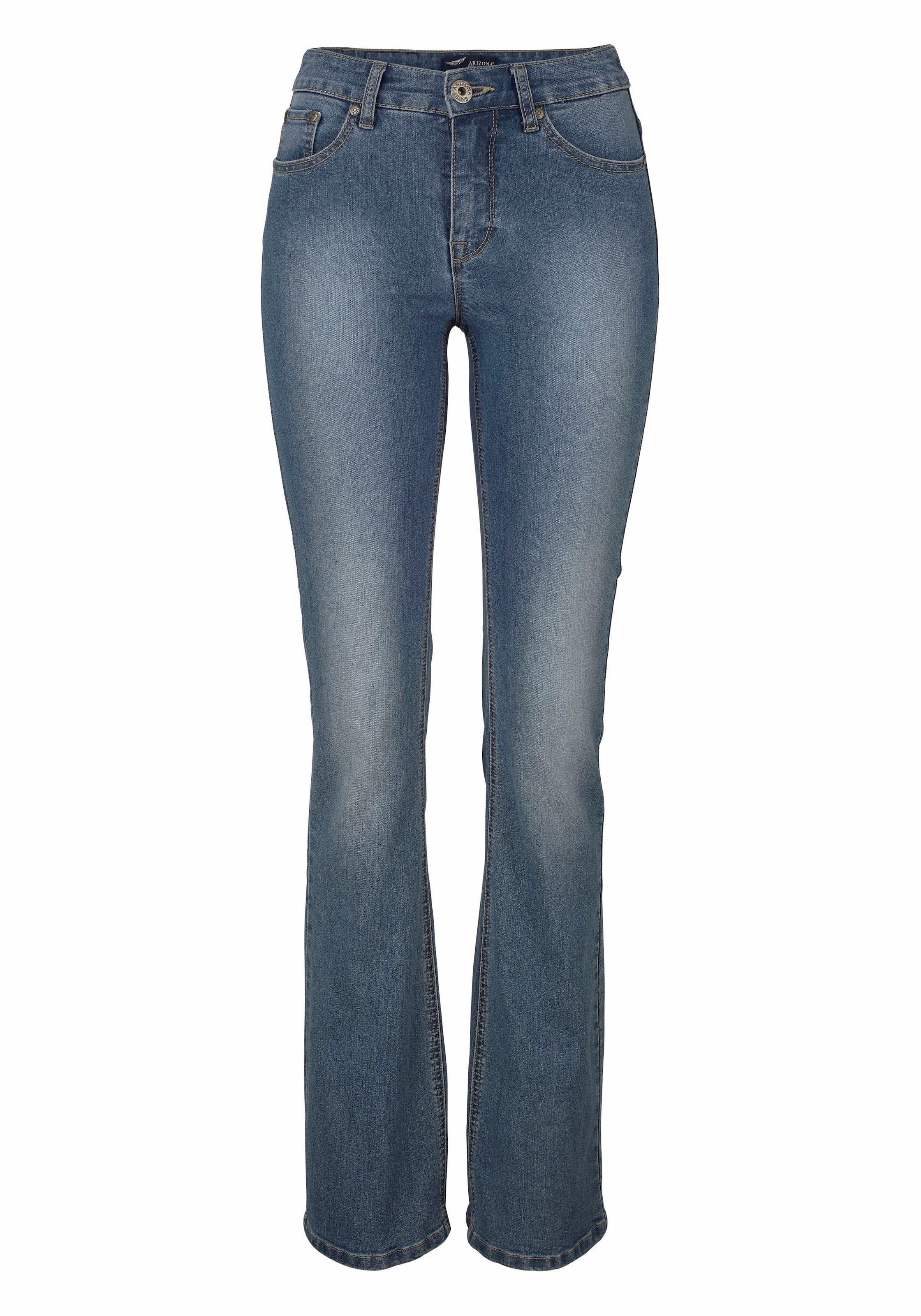 Arizona Bootcut-Jeans »Shaping«, elastische Passform, Bootcut-Beinform, Used-Waschung, hohe Taille