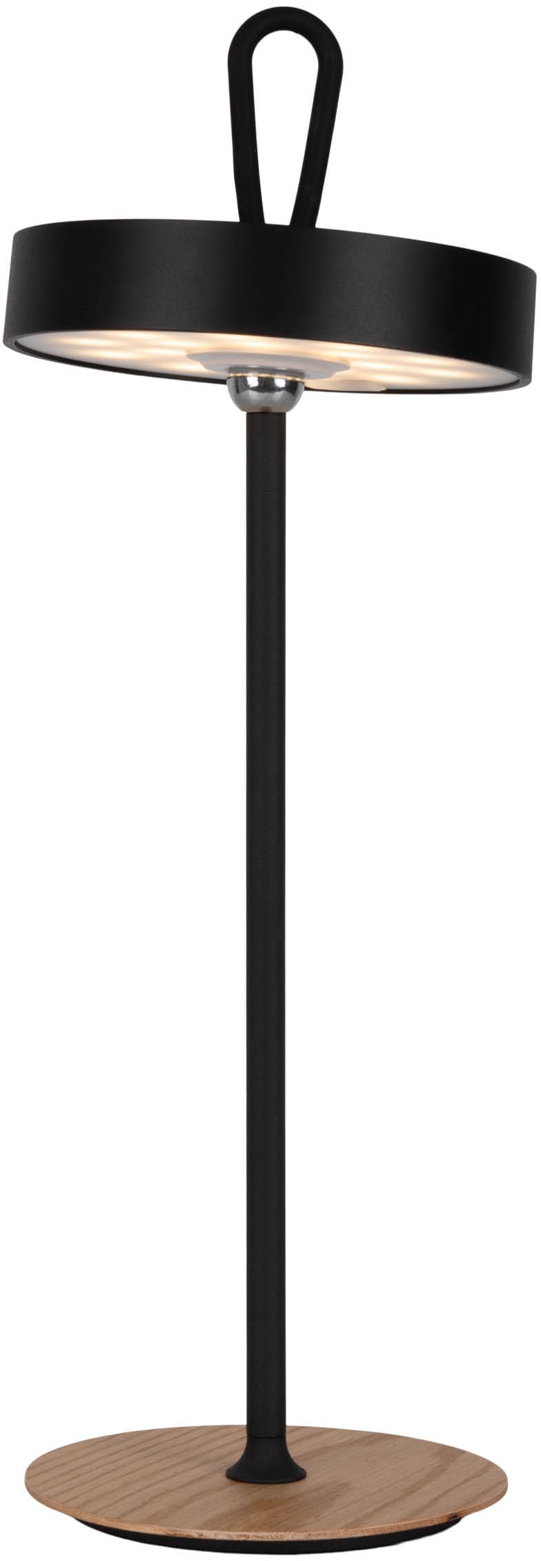 my home LED Tischleuchte »Charmont mit Holzfuß, abnehmbares Kopfteil als Hängeleuchte verwendbar« LED-Modul 1 Stk. Warmweiß aufladbar, inkl Akku + USB Kabel, Kopfteil magnetisch, abnehmbar, Holz