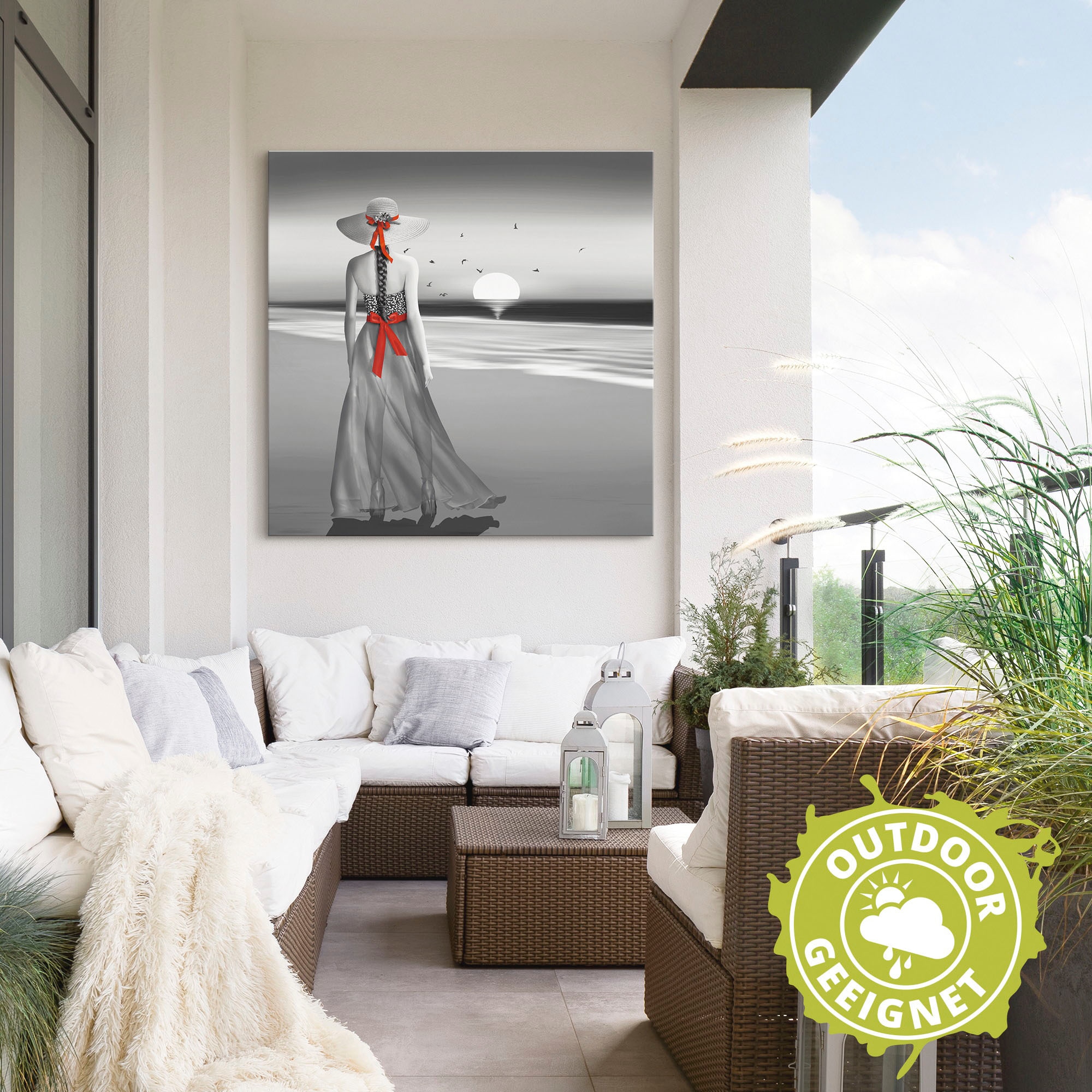 Artland Wandbild »Ein Blick zurück aufs Meer«, Frau, (1 St.), als Alubild, Outdoorbild, Leinwandbild, Poster, Wandaufkleber