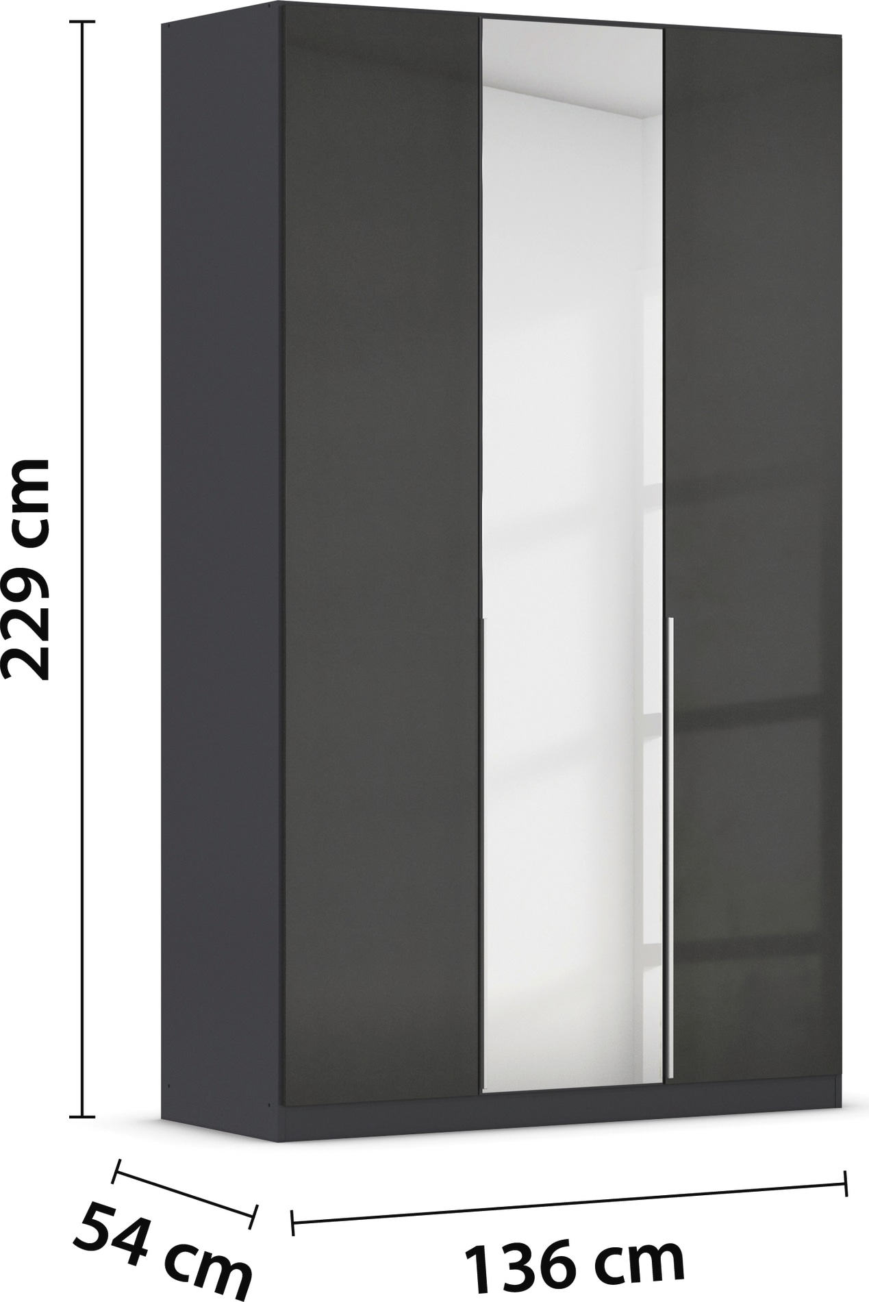 rauch Drehtürenschrank »Kleiderschrank Schrank Garderobe AGORDO mit Dekor- oder Hochglanzfront«, (in zwei Griff-Farben), durchdachte Innenausstattung, in 6 Breiten und 2 Höhen MADE IN GERMANY