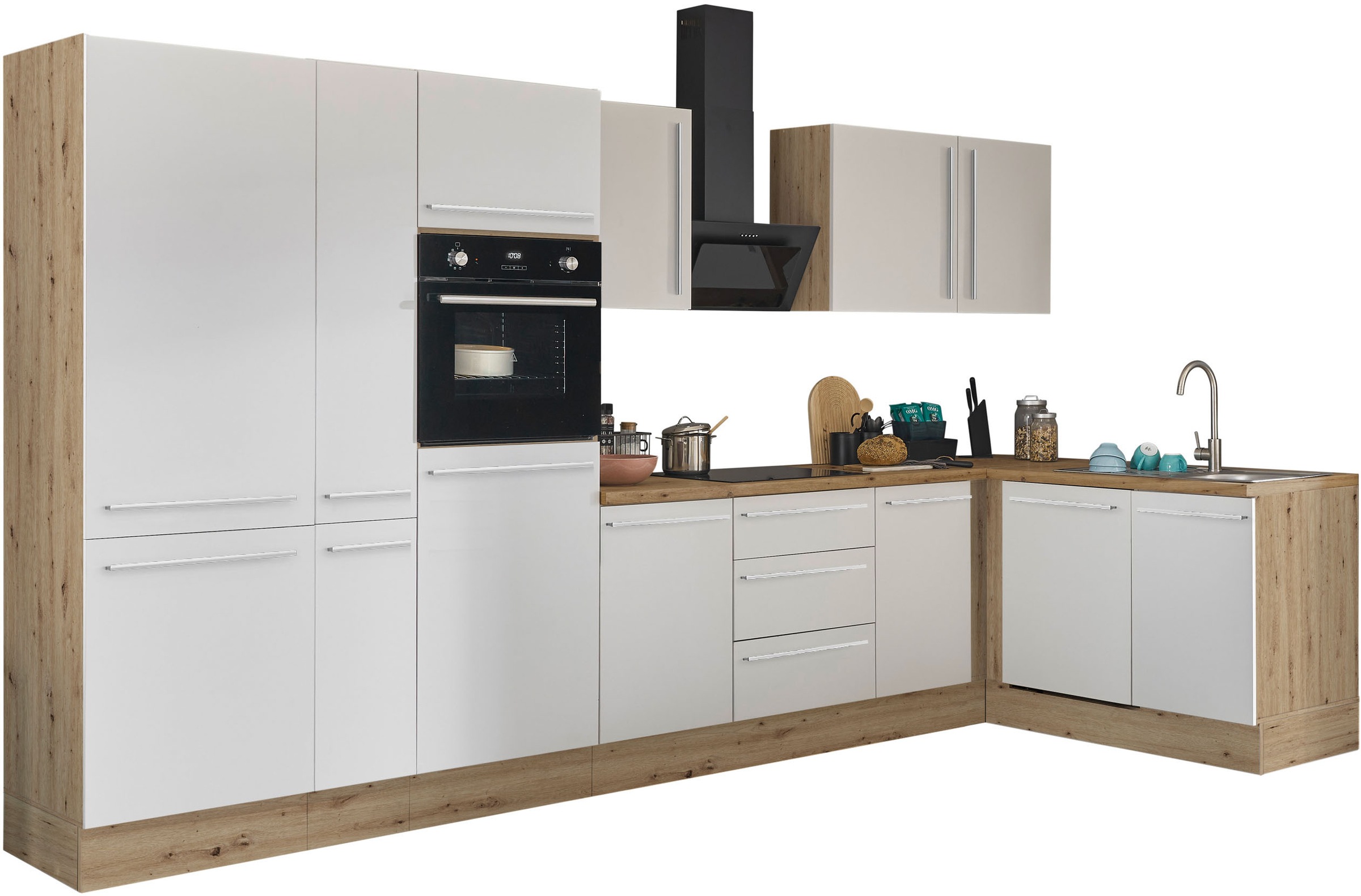 KOCHSTATION Winkelküche »Florida, Stellbreite 370x175 cm«, wahlweise mit E- günstig online kaufen