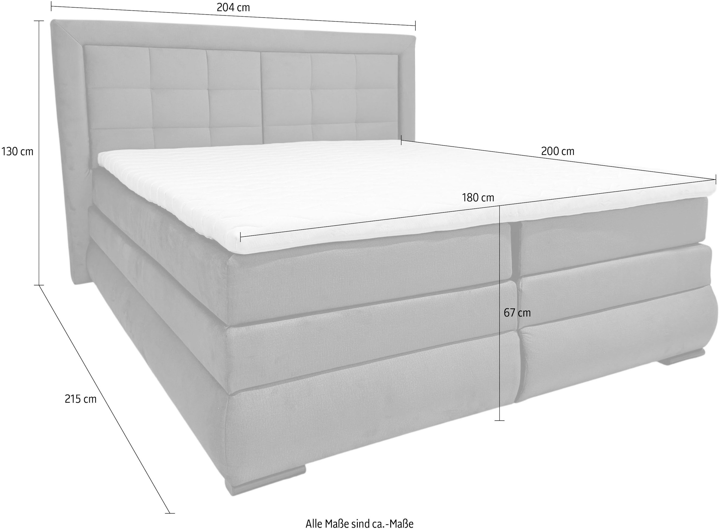 OTTO home Boxspringbett »MIVVA inkl. Bettkasten & Topper, Komfortliegehöhe: 67 cm« in H3, H4 oder Hmix H3/H4, wahlweise mit oder ohne LED-Leuchten