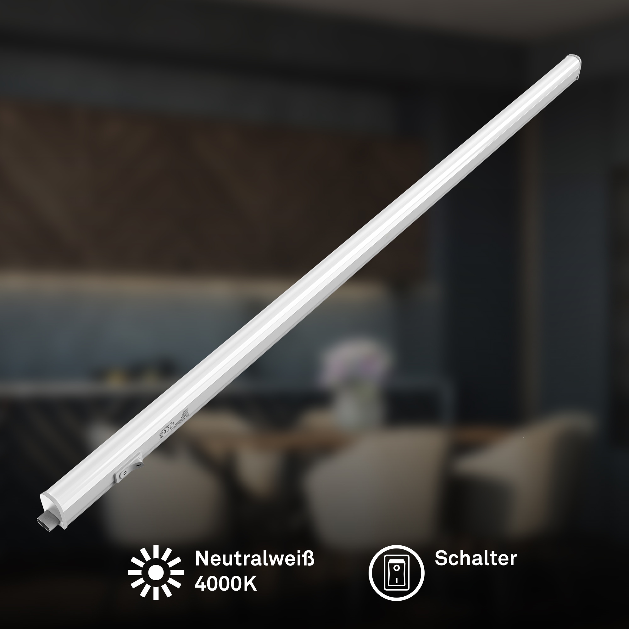 Briloner Leuchten LED Unterbauleuchte »TOOK« LED-Board 1 Stk. Neutralweiß 118,7x2,2x3 cm, Küche, Schrank, Küchenlampe, Werkstatt