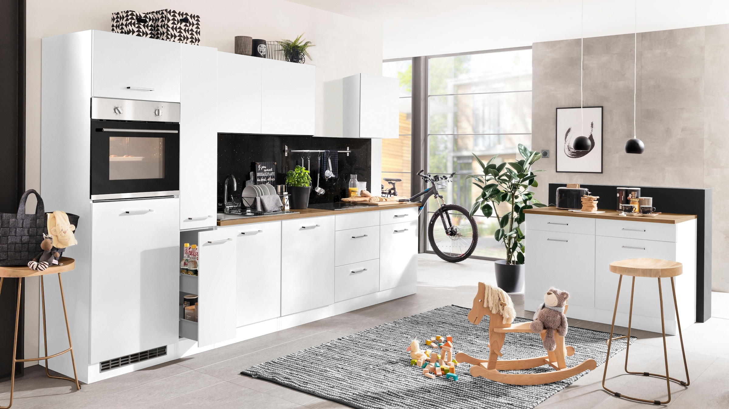 KOCHSTATION Küchenzeile »KS-Kehl«, ohne E-Geräte, Breite 330 cm, für Kühlschrank