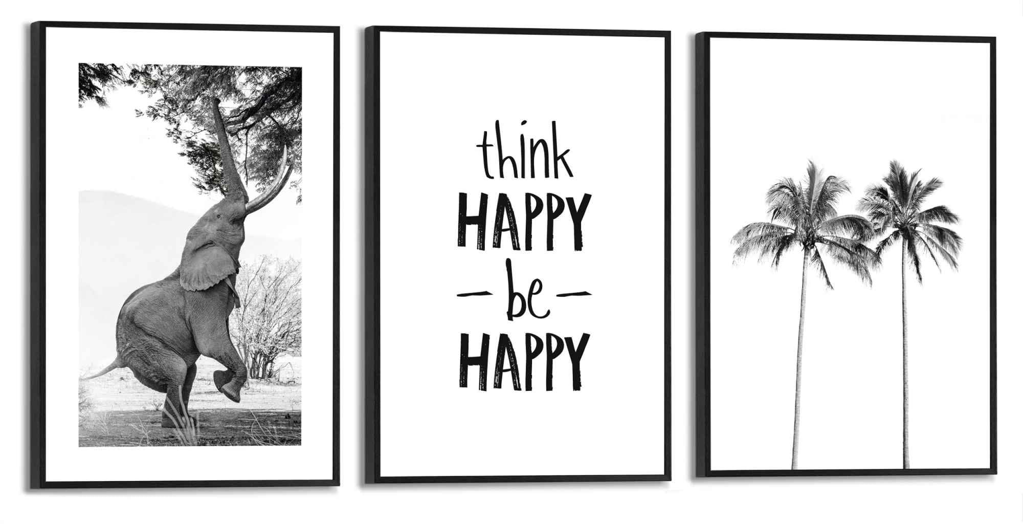 Reinders! Wandbild »Happy Palme (3 auf St.) - - Elefant - Raten kaufen Froh«, Freiheit