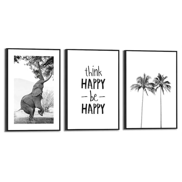 Reinders! Wandbild »Happy Freiheit - Palme - Elefant - Froh«, (3 St.) auf  Raten kaufen