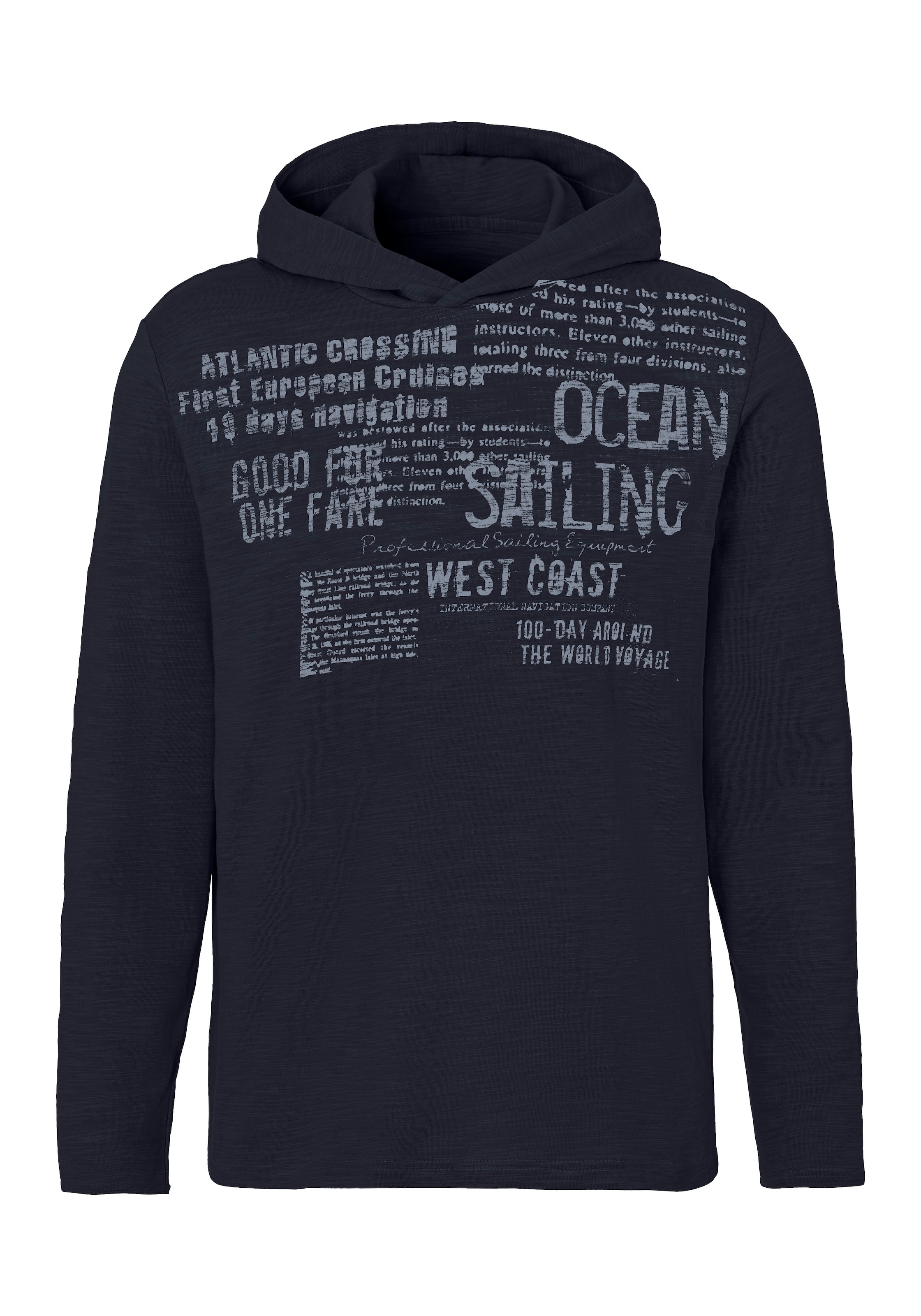 John Devin Kapuzenshirt, Langarmshirt bedruckt mit Kapuze aus strukturierter Baumwoll-Qualität