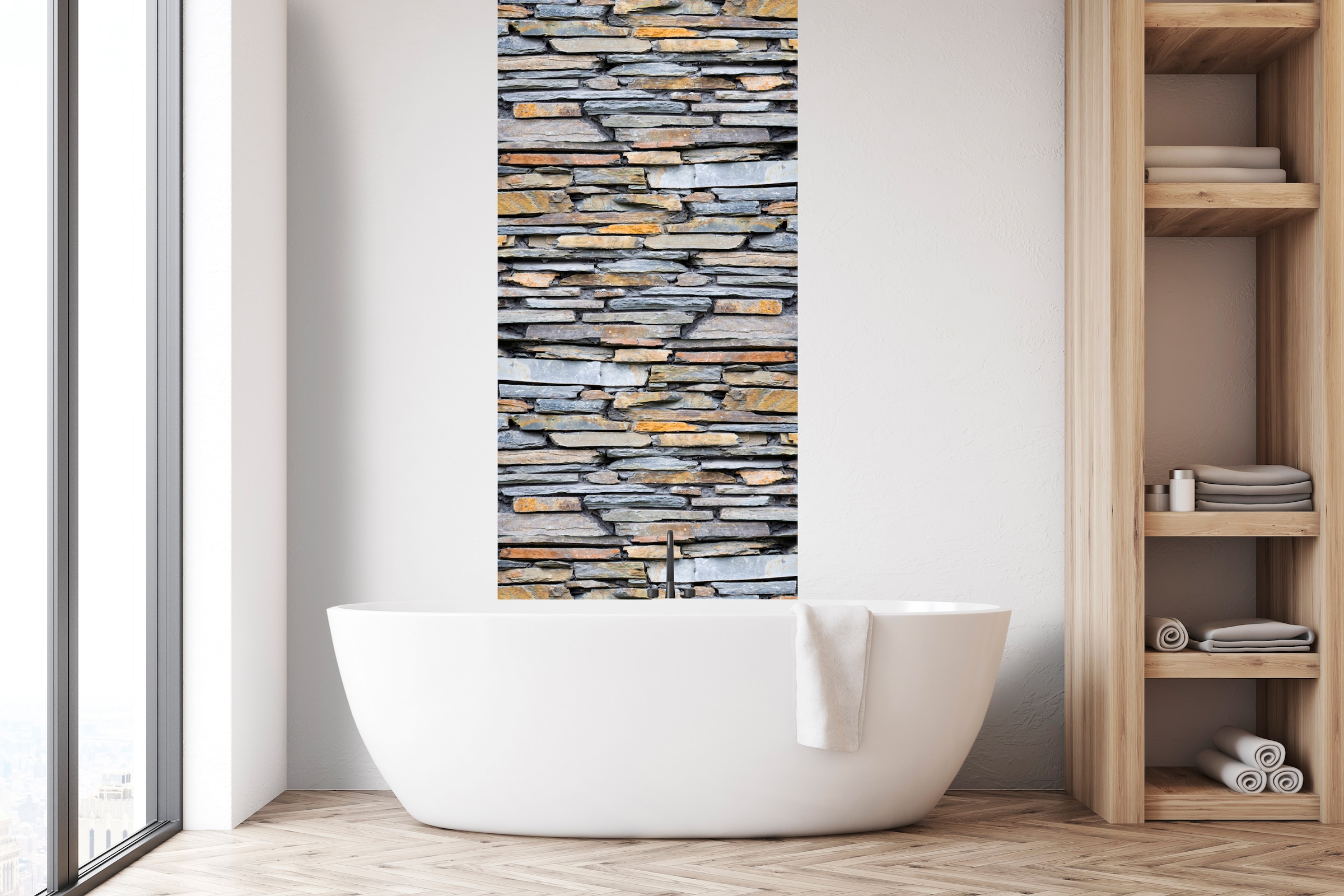 queence Vinyltapete »Fatjon«, bedruckt-clean-unifarben-minimalistisch-Abriebeffekte-Steinoptik, 90x250cm, selbstklebend, kinderleichte Anbringung, Sticker