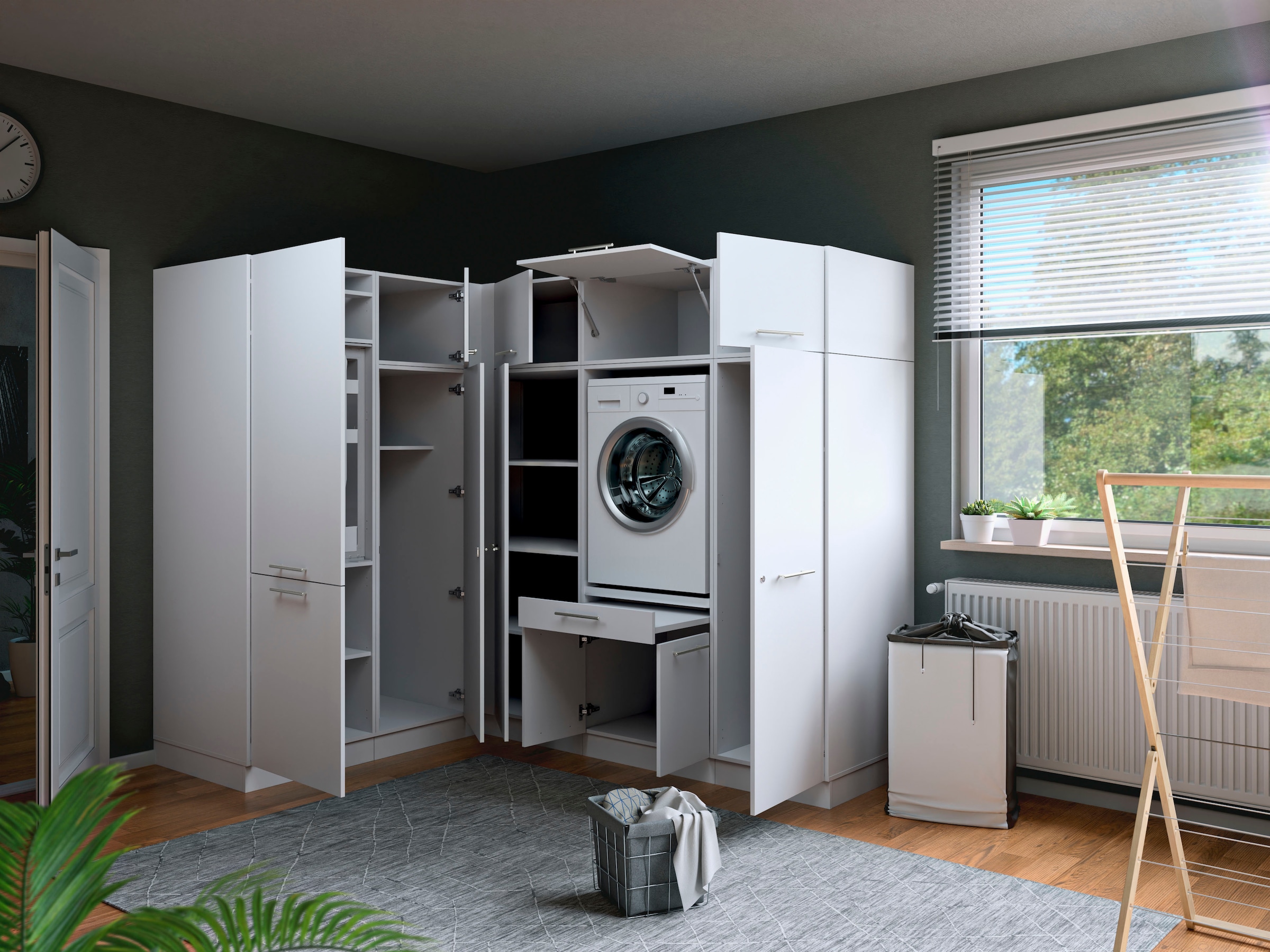 Laundreezy Mehrzweckschrank-Set »Laundreezy, 9-tlg. Mehrzweckschrank-Set B/H/T 218/200/68 cm« 9 Stk. tlg.