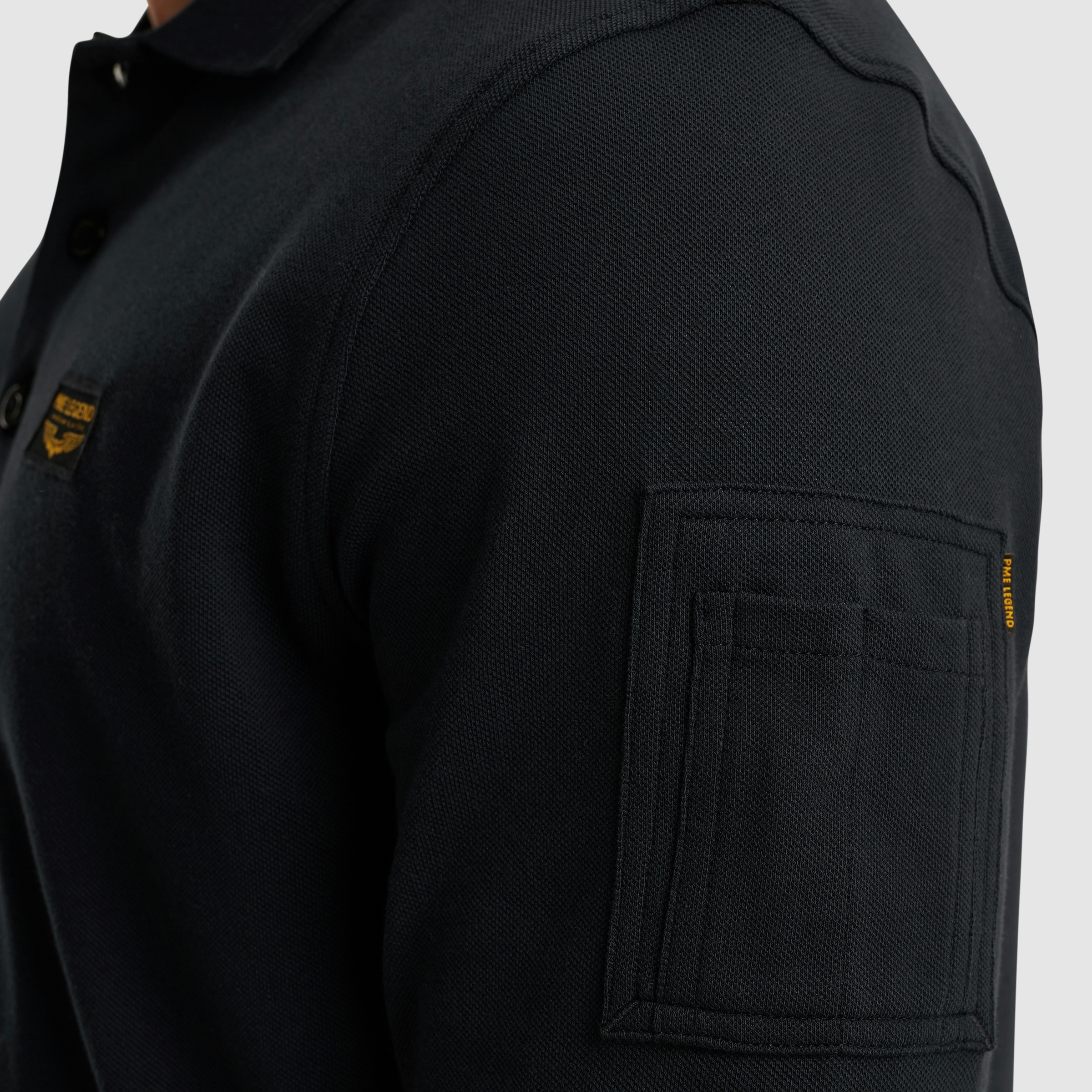 PME LEGEND Langarm-Poloshirt mit Logo Stickerei