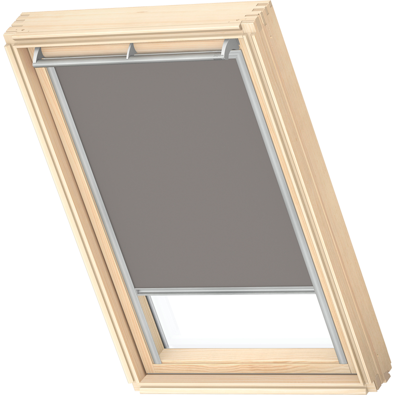 VELUX Verdunklungsrollo »DKL 0705S« verdunkelnd ohne Bohren in Führungsschienen Stoff grau mit weißen Führungsschienen & Griffleiste grau + weiß
