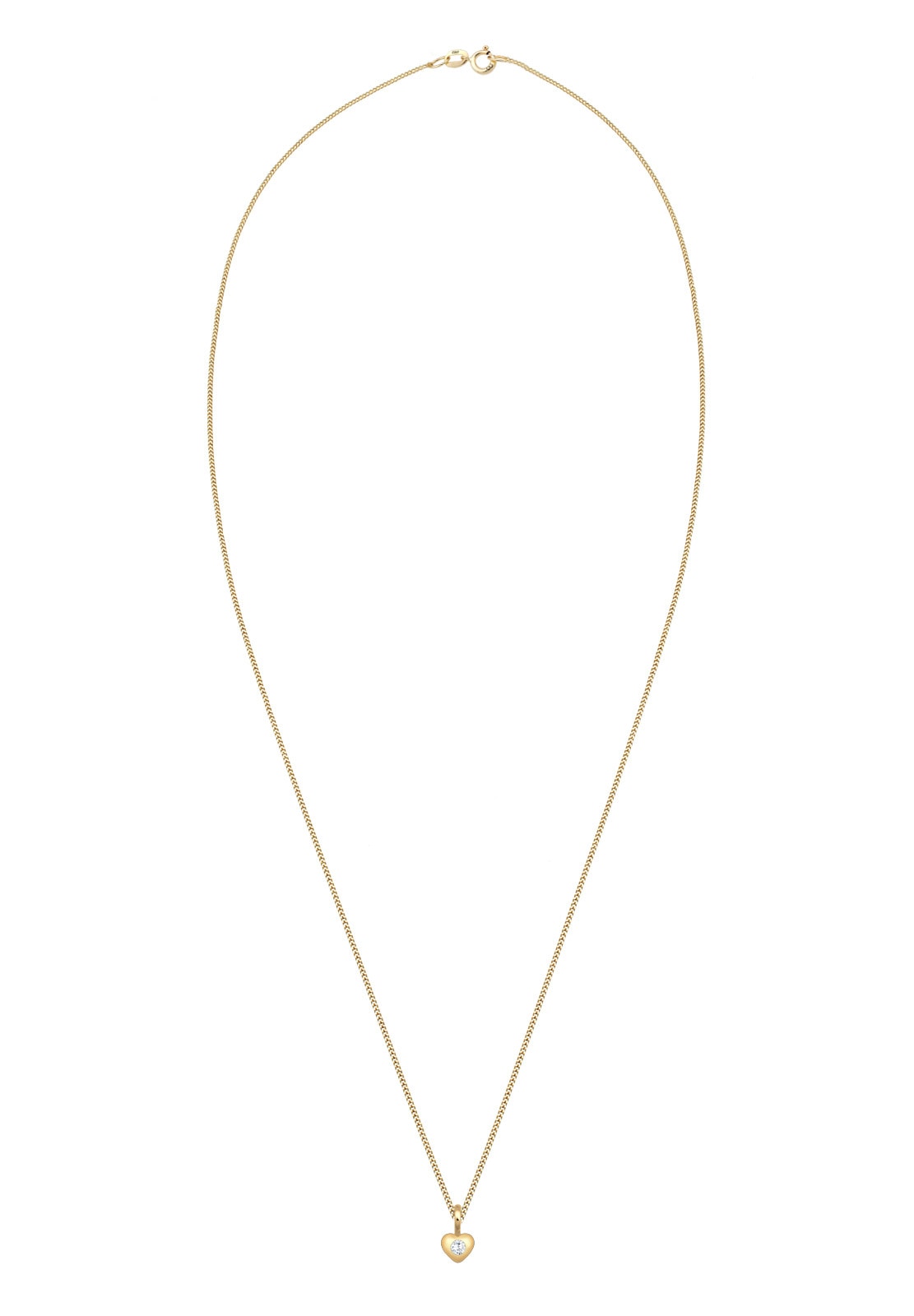 Elli Premium Kette mit Anhänger »Kinder Herz Geburt Taufe Zirkonia 585 Gelbgold«