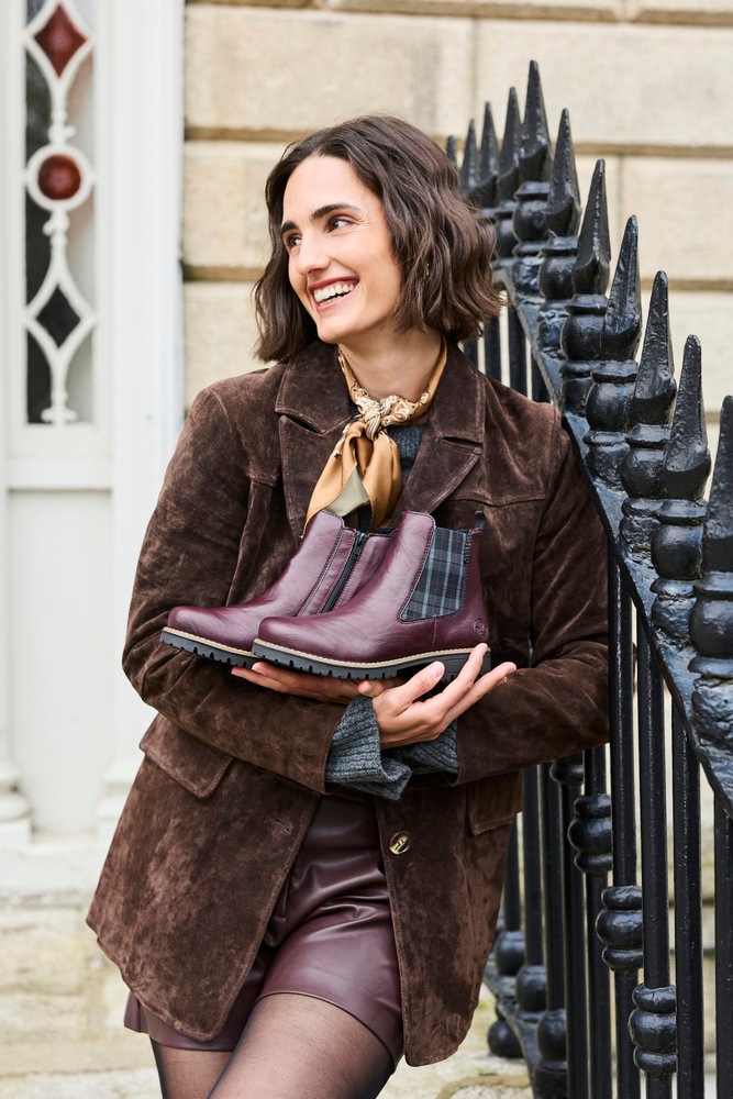 Rieker Chelseaboots  Stiefelette, Boots mit kariertem Stretcheinsatz an der Seite