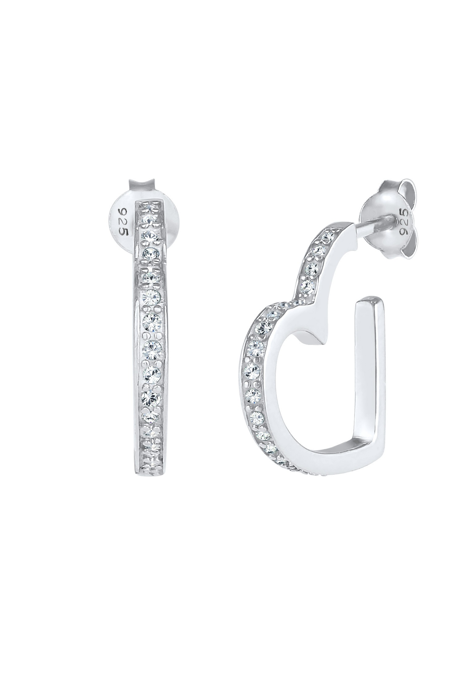 Elli Premium Paar Ohrstecker »Creolen Herz Liebe Kristalle 925 Silber«