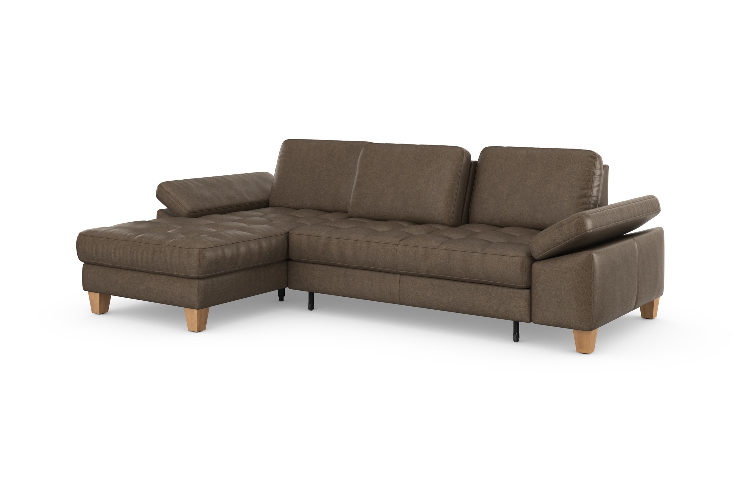 sit&more Ecksofa »Westham L-Form«, mit Recamiere, mit oder ohne Bettfunktion, Bettkasten, Füße Eiche