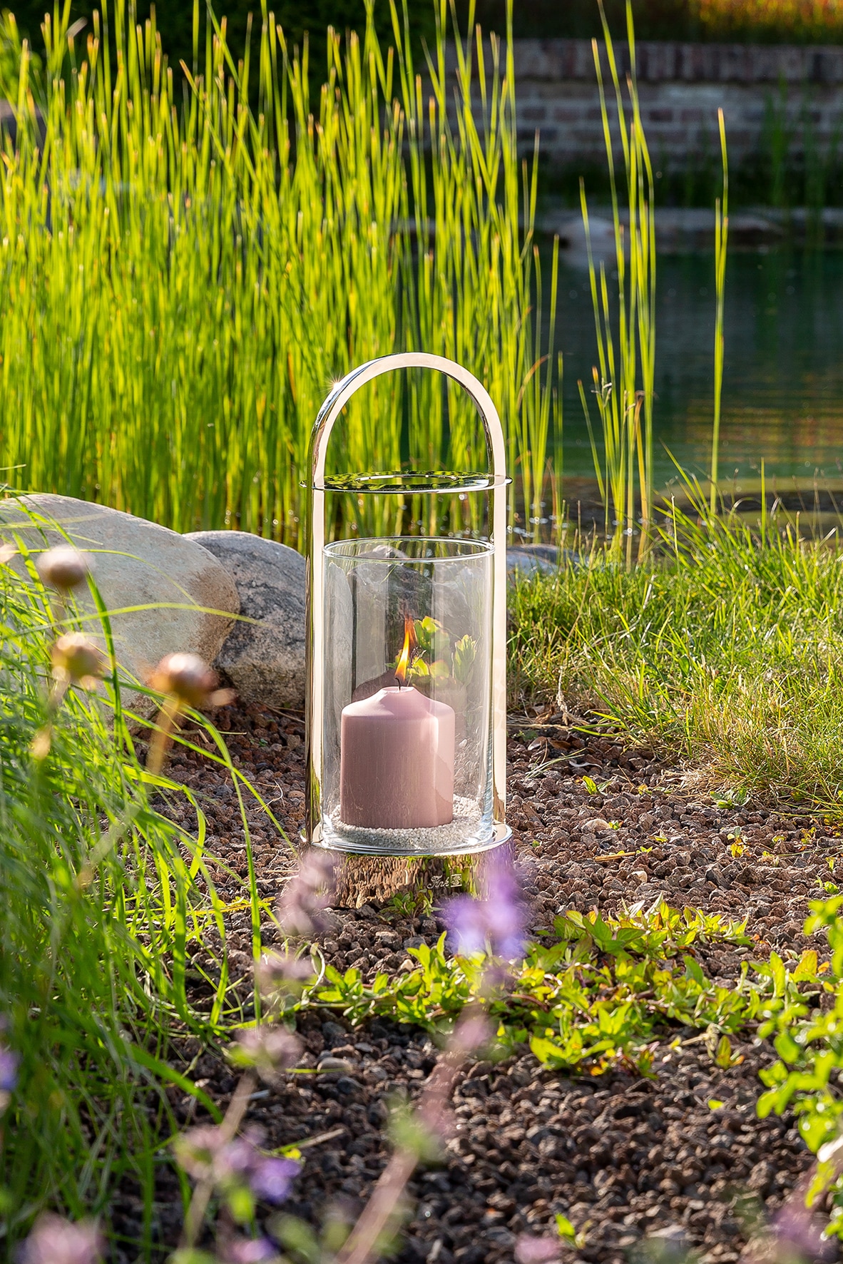 Fink Windlicht »LAKIS«, (1 St.), Laterne mit Glas, aus Edelstahl, Höhe ca. 38 cm, Outdoorgeeignet