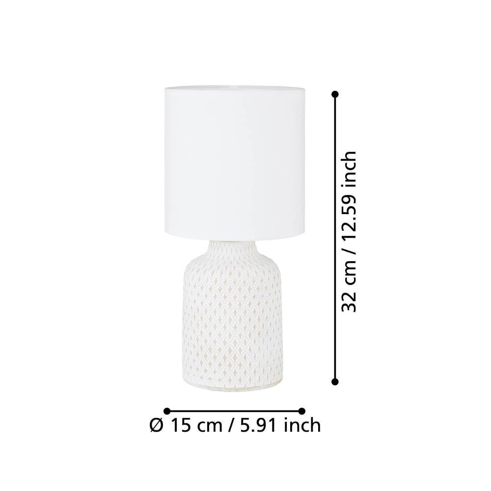 EGLO Tischleuchte »BELLARIVA«, 1 flammig, Leuchtmittel E14 | ohne Leuchtmittel, Tischleuchte aus Keramik in Creme, Textil in Weiß, mit Schalter, E14