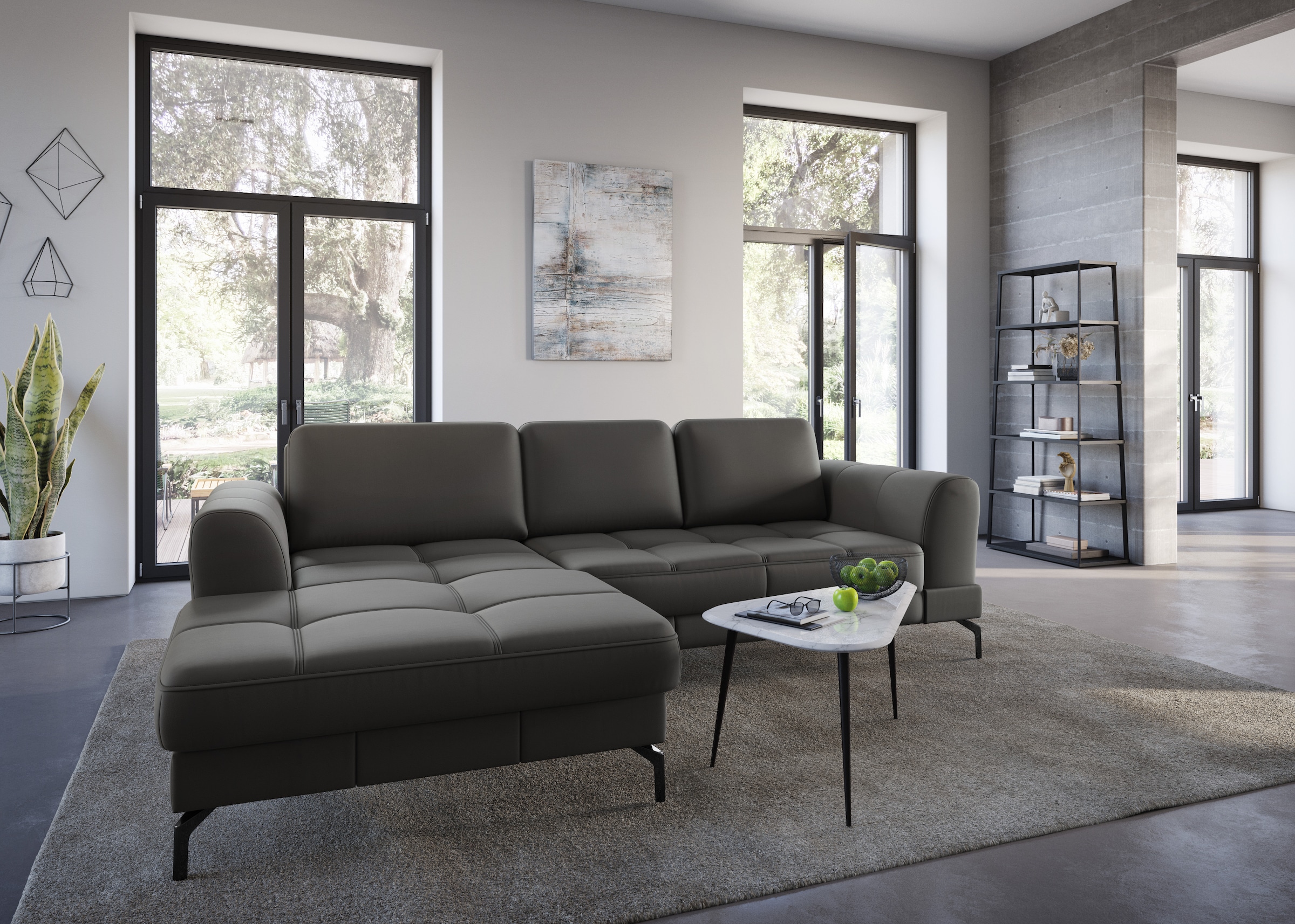 sit&more Ecksofa »Bendigo L-Form«, inklusive Sitztiefenverstellung, Bodenfreiheit 15 cm, 2 Fußfarben