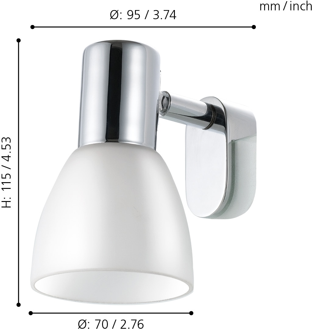 EGLO Spiegelleuchte »STICKER Spiegellampe, Stahl und Glas, E14, IP20, Wandlampe, Lampe«, 1 flammig, Leuchtmittel E14 | Leuchtmittel wechselbar-ohne Leuchtmittel, Spiegelleuchte, L7,0 x H11,5, chrom, 1X40W - exkl.