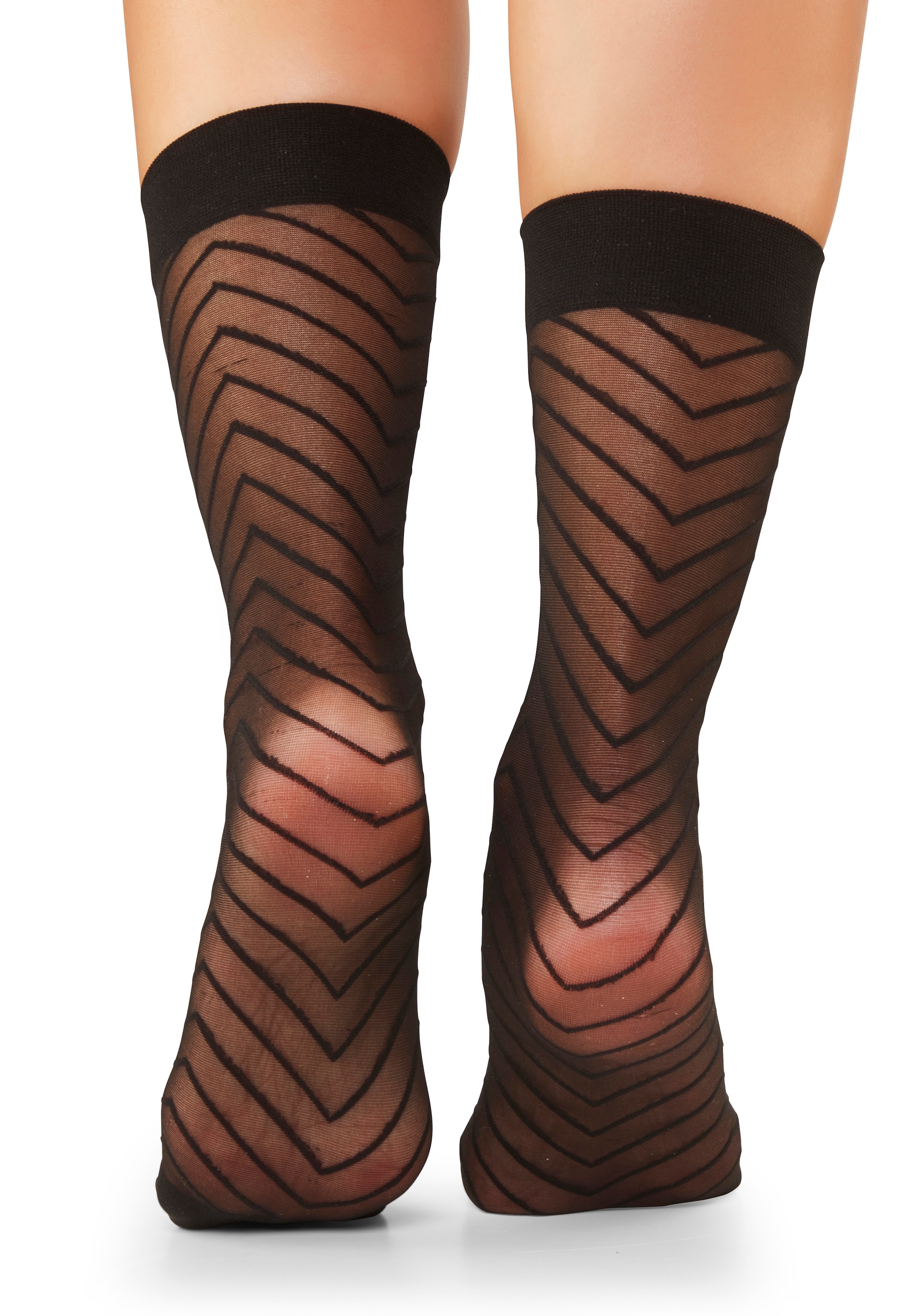 Vivance Feinsöckchen »Transparente Nylon Socken, Damen Feinstrümpfe, für Alltag und Büro« 20 DEN Packung, 2 Paar tlg. mit Streifen Design
