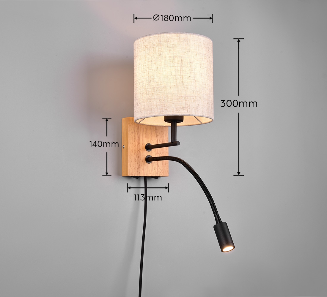 TRIO Leuchten LED Wandleuchte »NILAM«, für Leuchtmittel 1 x E27,  mit LED Leselicht 3,1 Watt,  getrennt schaltbar