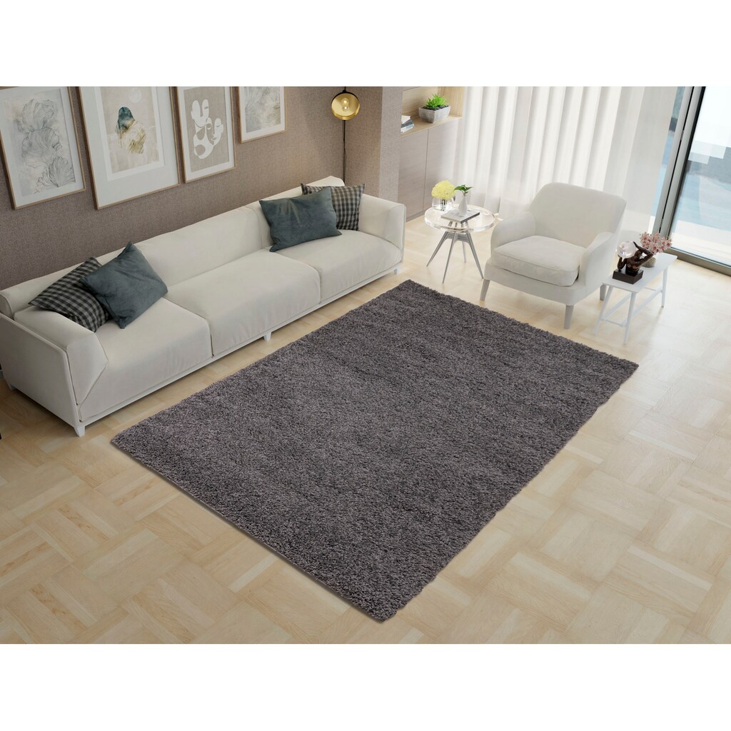 Home affaire Hochflor-Teppich »Viva«, rechteckig, 45 mm Höhe, Uni Farben, einfarbig, besonders weich und kuschelig, idealer Teppich für Wohnzimmer & Schlafzimmer