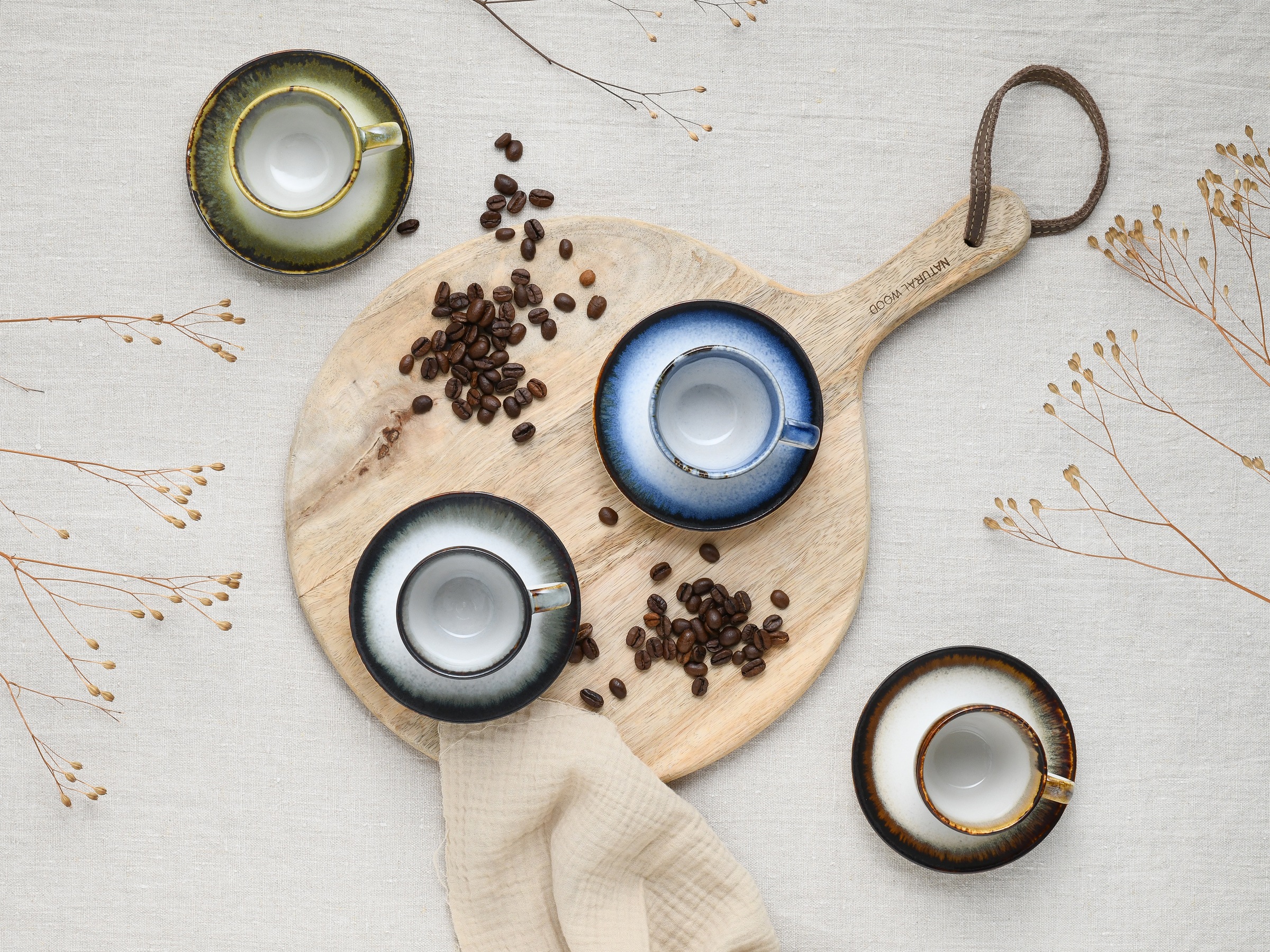 CreaTable Espressotasse »Cascade Mix, Espresso-Set, 8-tlg.«, (Set, 8 tlg.), Reaktivglasur