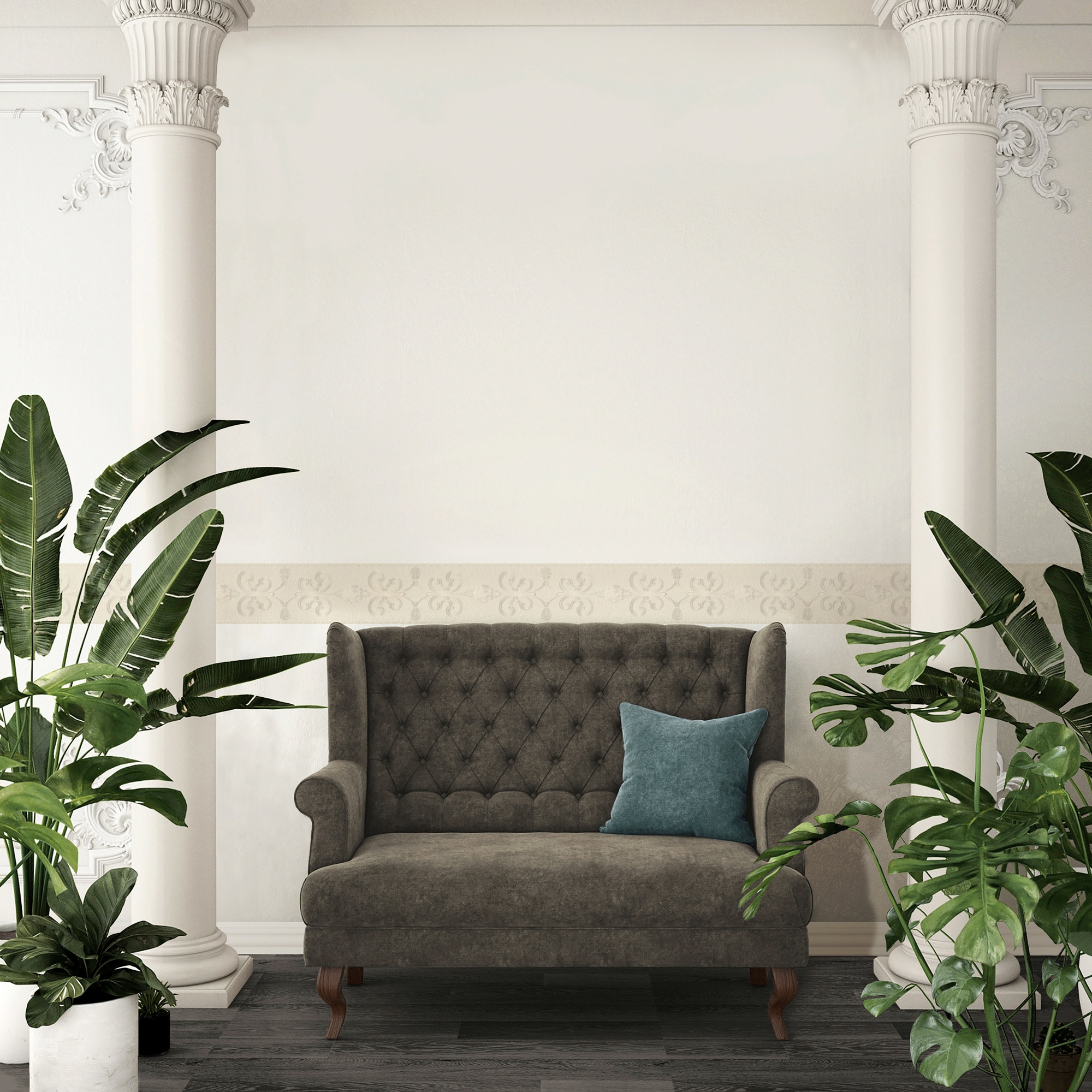 A.S. Création Bordüre »Only Borders« Barock strukturiert Palmentapete Bordüre Dschungel