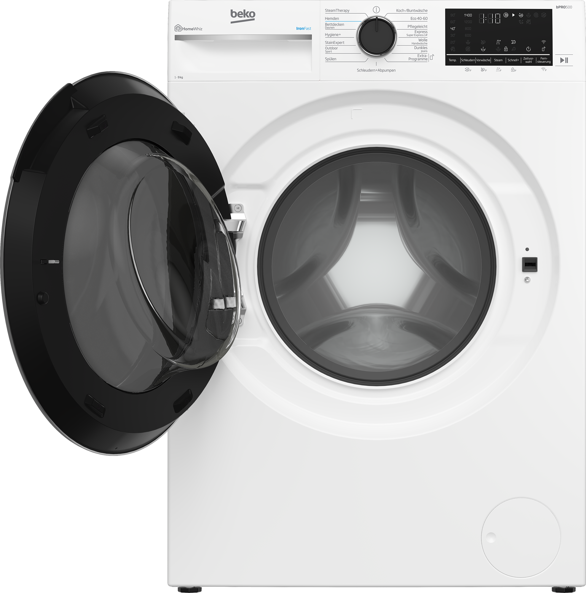 BEKO Waschmaschine »B5WF69410W 7100083800«, 9 kg, 1400 U/min, Vollelektronik, AddXtra, SteamCure, HomeWhiz