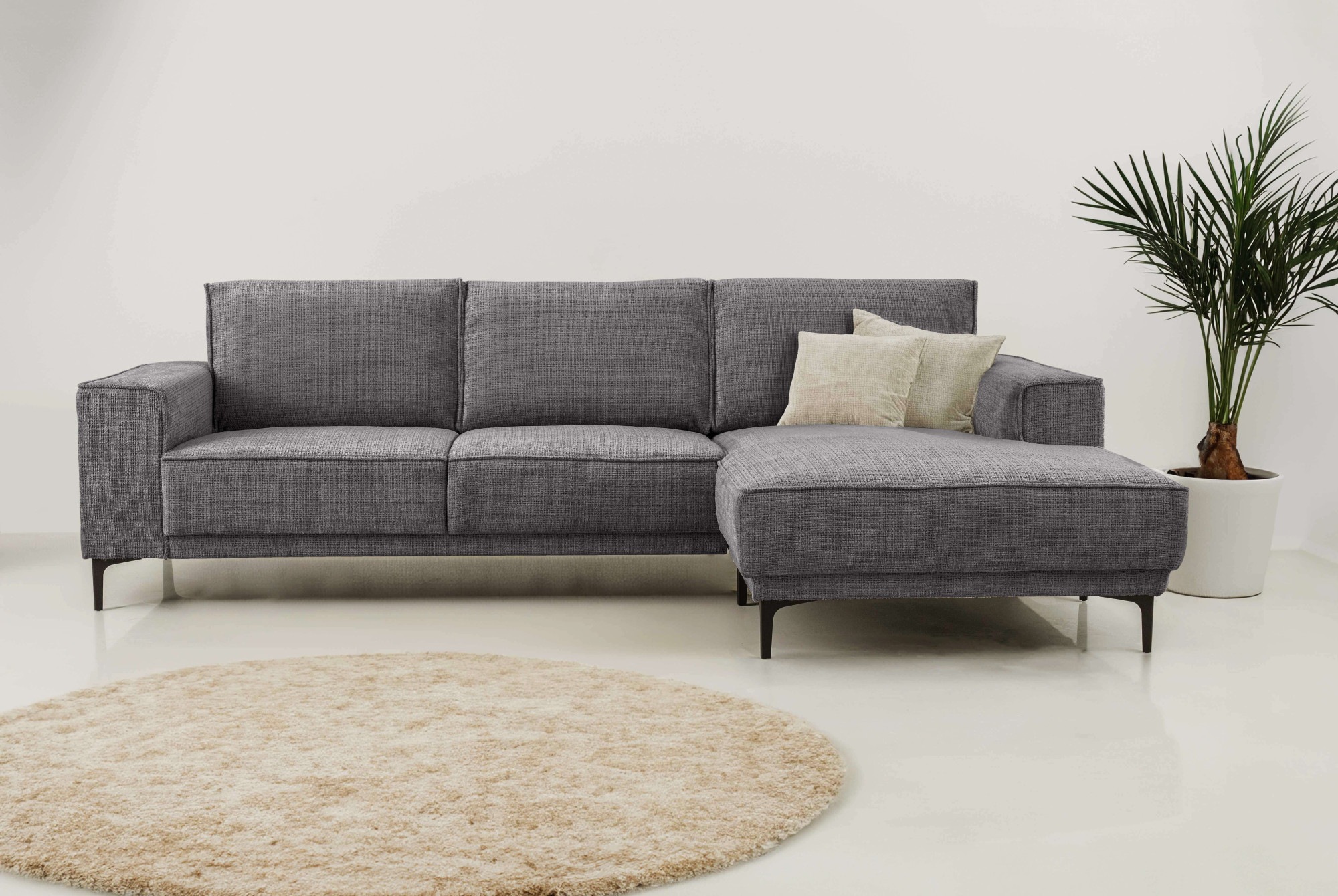 Places of Style Ecksofa »Polsterecke Oland, Struktur, Flachgewebe, Luxus-Mi günstig online kaufen