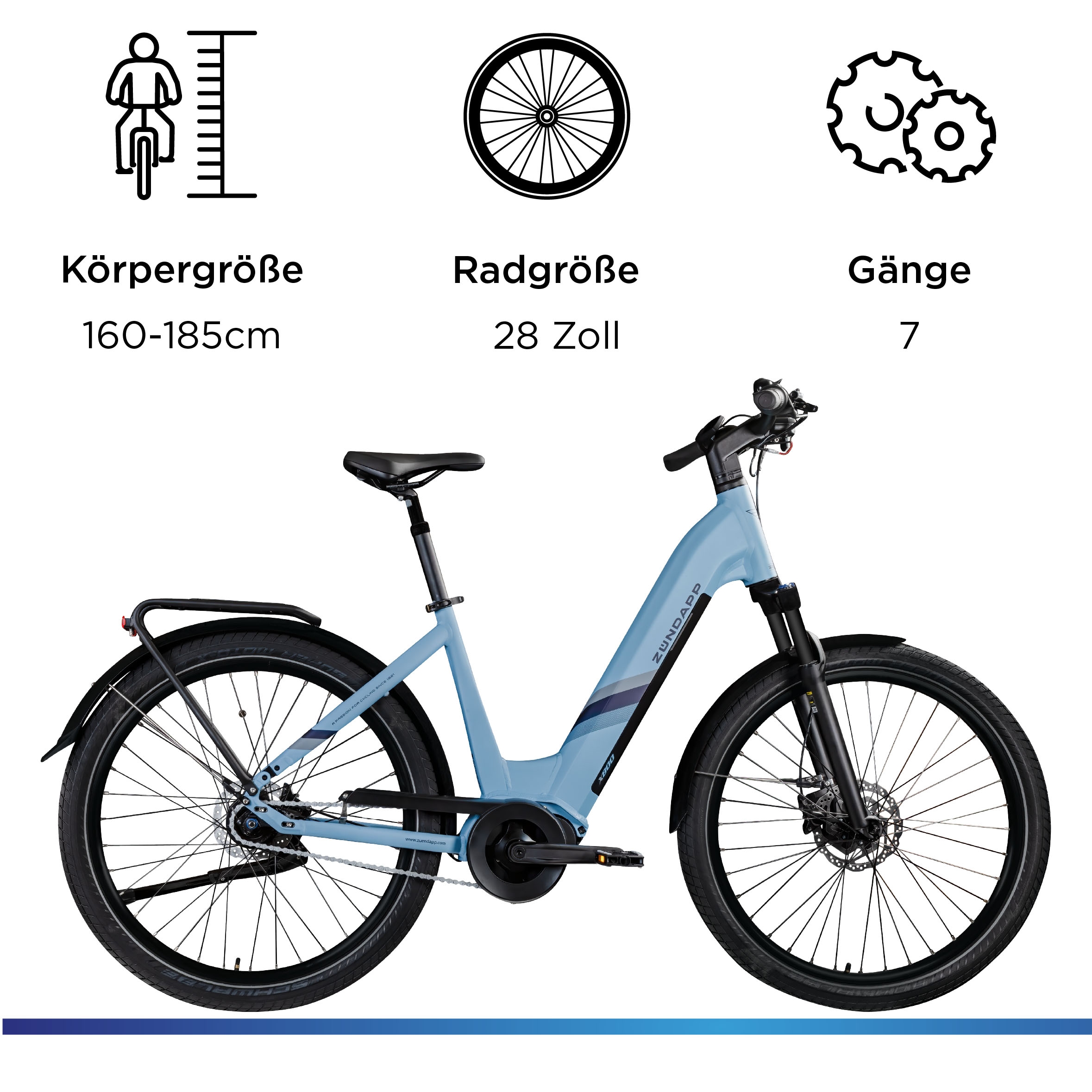 Zündapp »X800« 7 Gang Nabenschaltung Mittelmotor 250 W Pedelec, Elektrofahrrad für Damen und Herren
