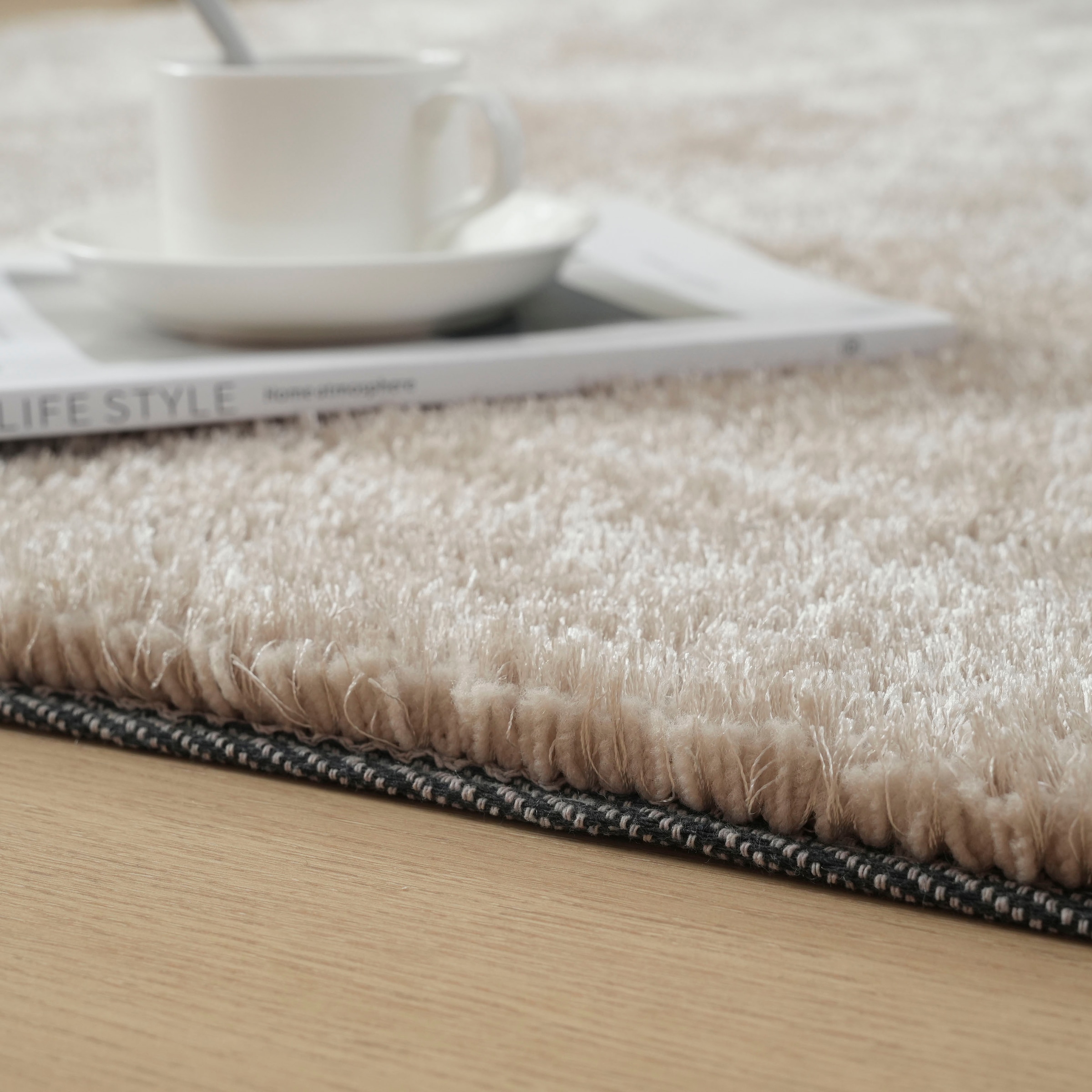 my home Hochflor-Teppich »Dana light, besonders weich, Mikrofaser Teppiche«, rechteckig, 25 mm Höhe, uni, leichter Glanz, Wohnzimmer, Schlafzimmer, Esszimmer