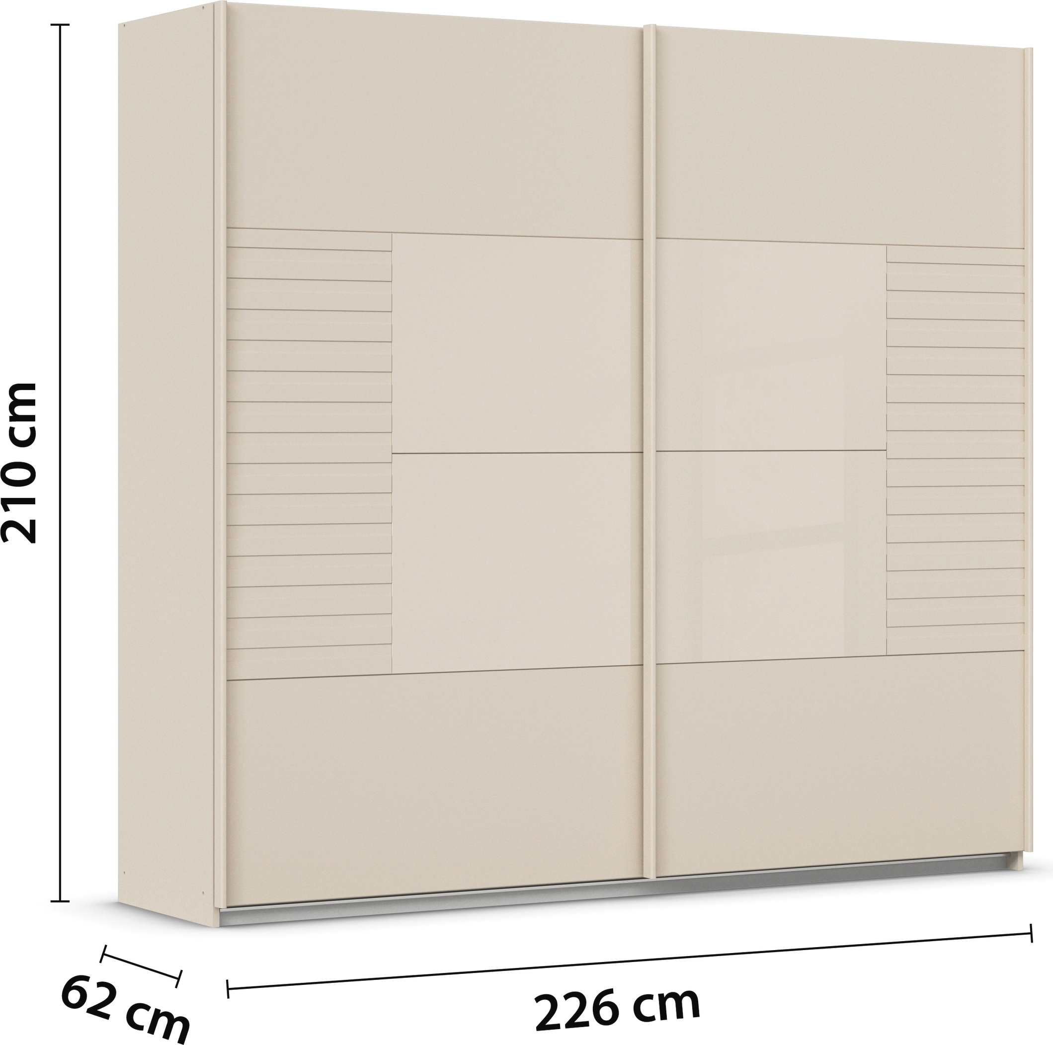 rauch Schwebetürenschrank »Kleiderschrank Schrank Garderobe Schlafzimmerschrank RUGA«, Auflagen in moderner Lamellen-Optik, mit Glasauflagen MADE IN GERMANY