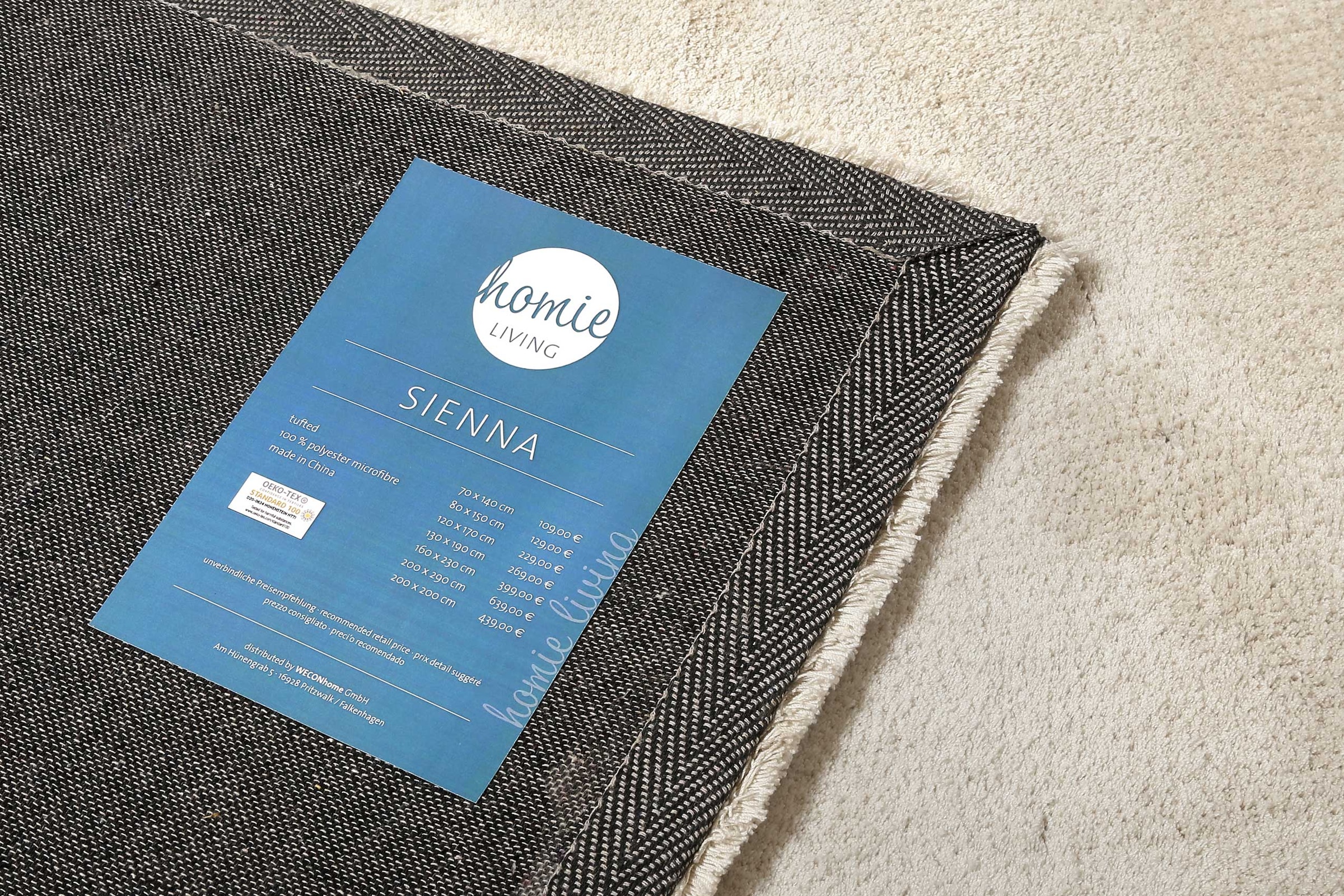 Homie Living Teppich »Sienna«, quadratisch, 20 mm Höhe, Hochflor, Microfaser, uni, weich & kuschelig, Wohnzimmer, Schlafzimmer