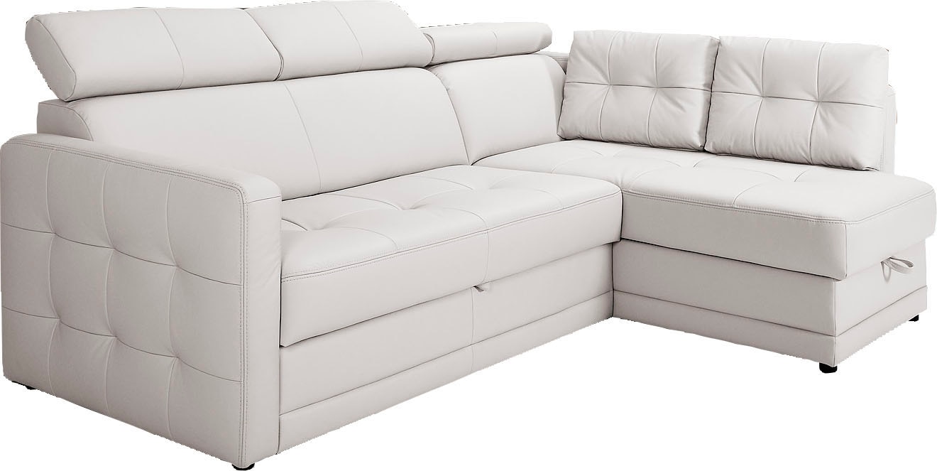 exxpo - sofa fashion Ecksofa »Arles, Federkern, zeitlos, Breite 225cm, L-Form« wahlweise mit Bettfunktion und Bettkasten, inkl. Kopfteilverstellung
