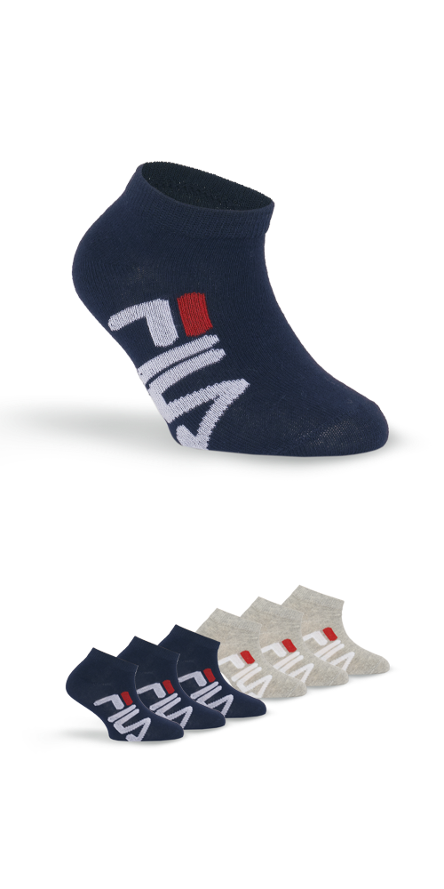 FILA Sneakersocken »JUNIOR UNISEX INVISIBLE SOCKS« 6 Stk. tlg. mit Logoschriftzug seitlich NAVY GREY 23-26 23-26 Kinderstrümpfe von Fila