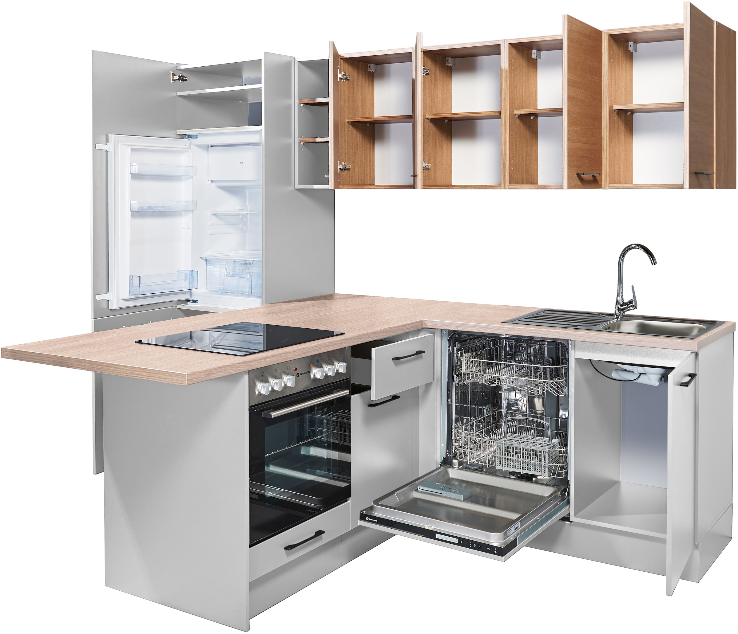 BASIC by Balculina Küchenzeile »Girona B/H/T 265x211x200 cm« Breite 265cm, wahlweise mit E-Geräte, Softclose