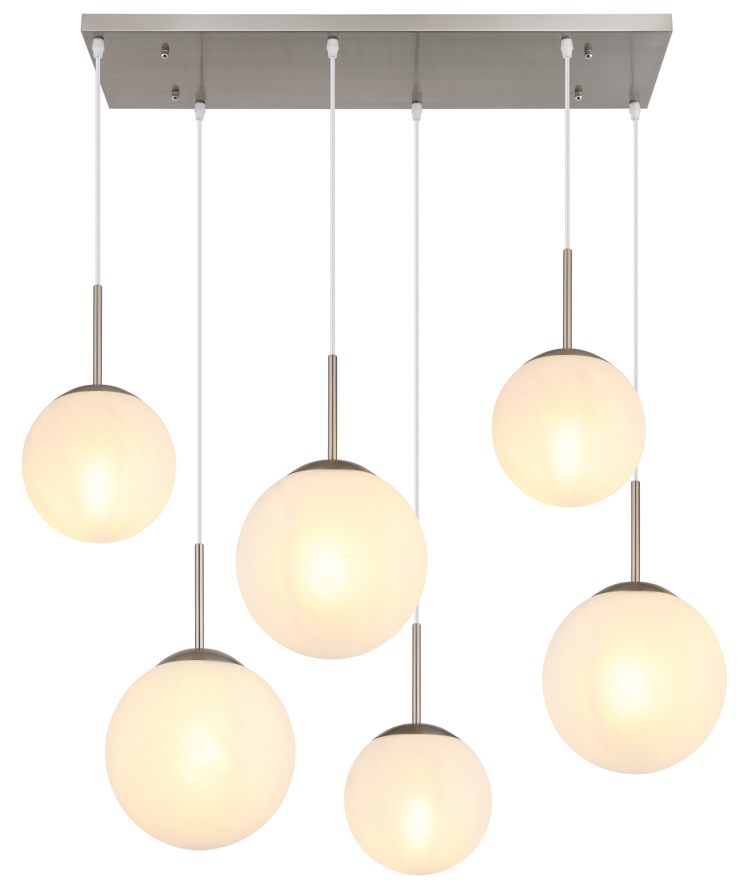 NOWA Pendelleuchte »KOP«, 6 flammig, Leuchtmittel E27 | ohne Leuchtmittel, Hängeleuchte, Hängeleuchte, Glaskugeln opal, alabaster Optik