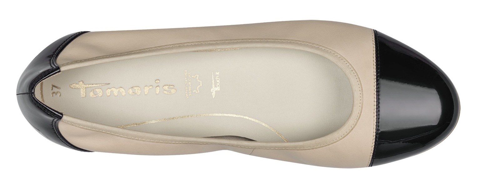Tamaris Ballerina, Blockabsatz, Businessschuh, Schlupfschuh mit Elastikeinfass