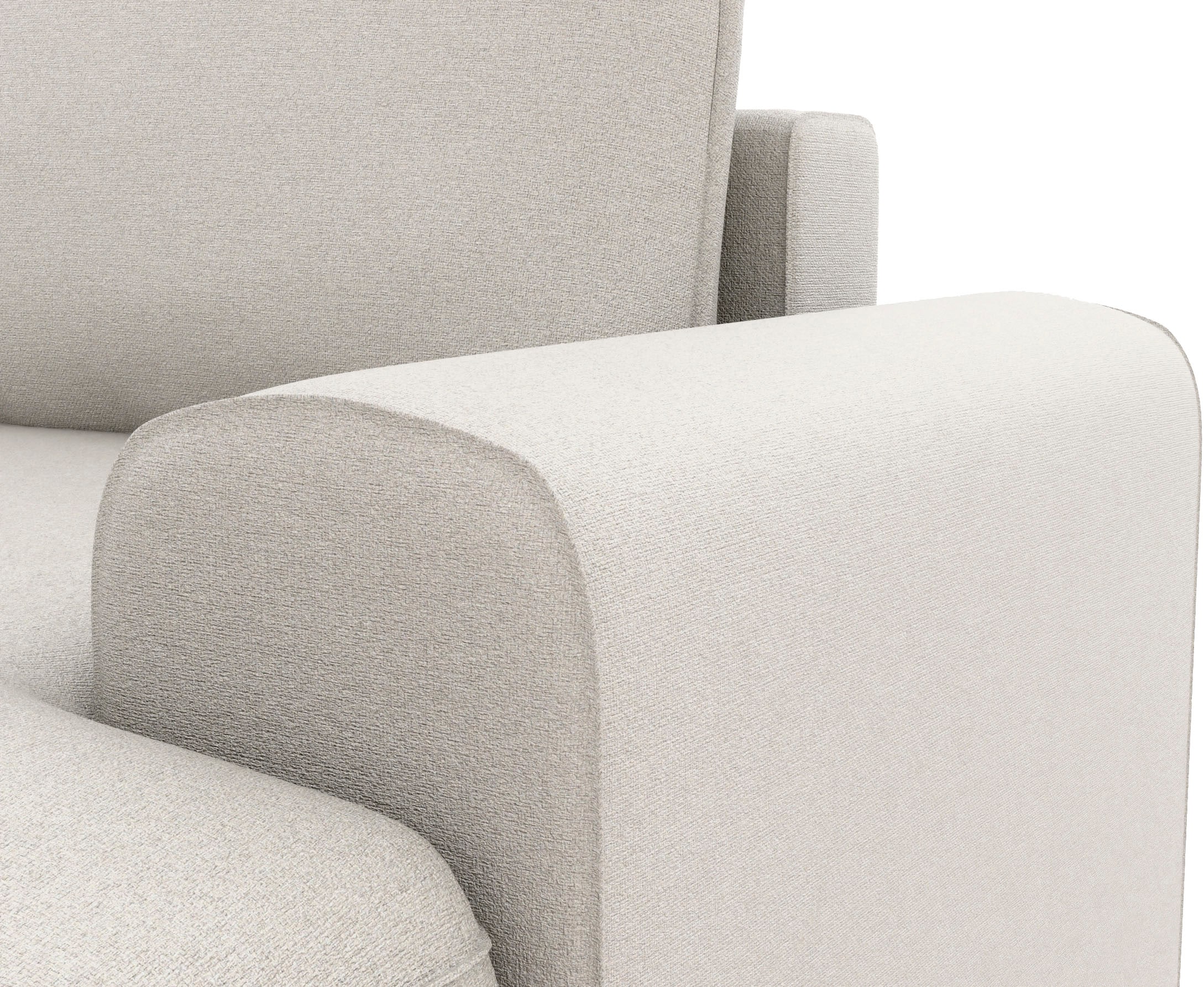 TRENDMANUFAKTUR Ecksofa »Fordon, Schlafsofa mit Bettkasten, Couch in L-Form, Breite 250 cm« in Struktur LUMOS, 3D-Effekt, sandgrau, Recamiere links