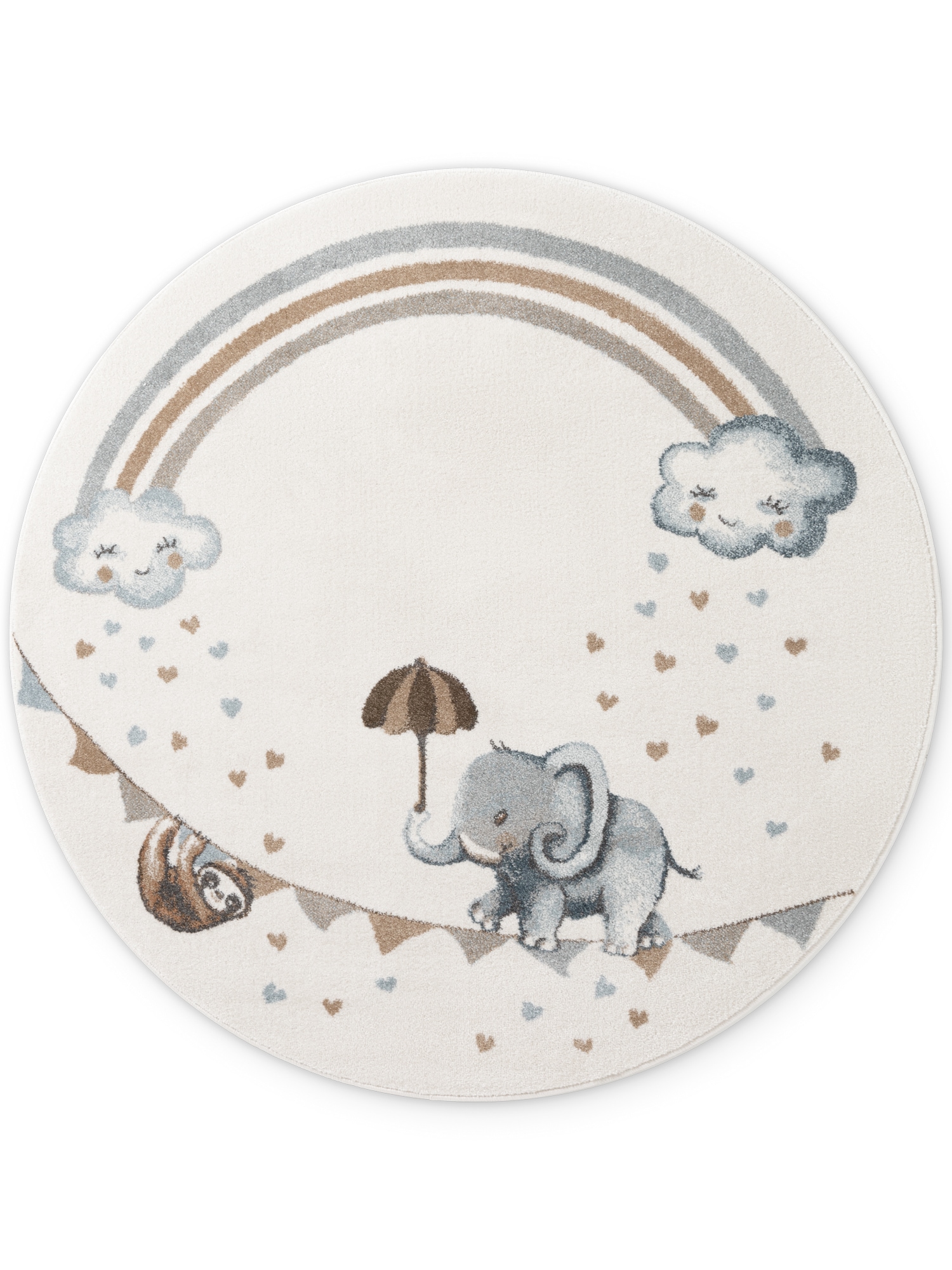 Villeroy & Boch Kinderteppich »Walk like an Elephant Rainbow Teppich« rund 9 mm Höhe Spielteppich weich, Kinderzimmer, Boho Kids Spielunterlage, Tieremotiv