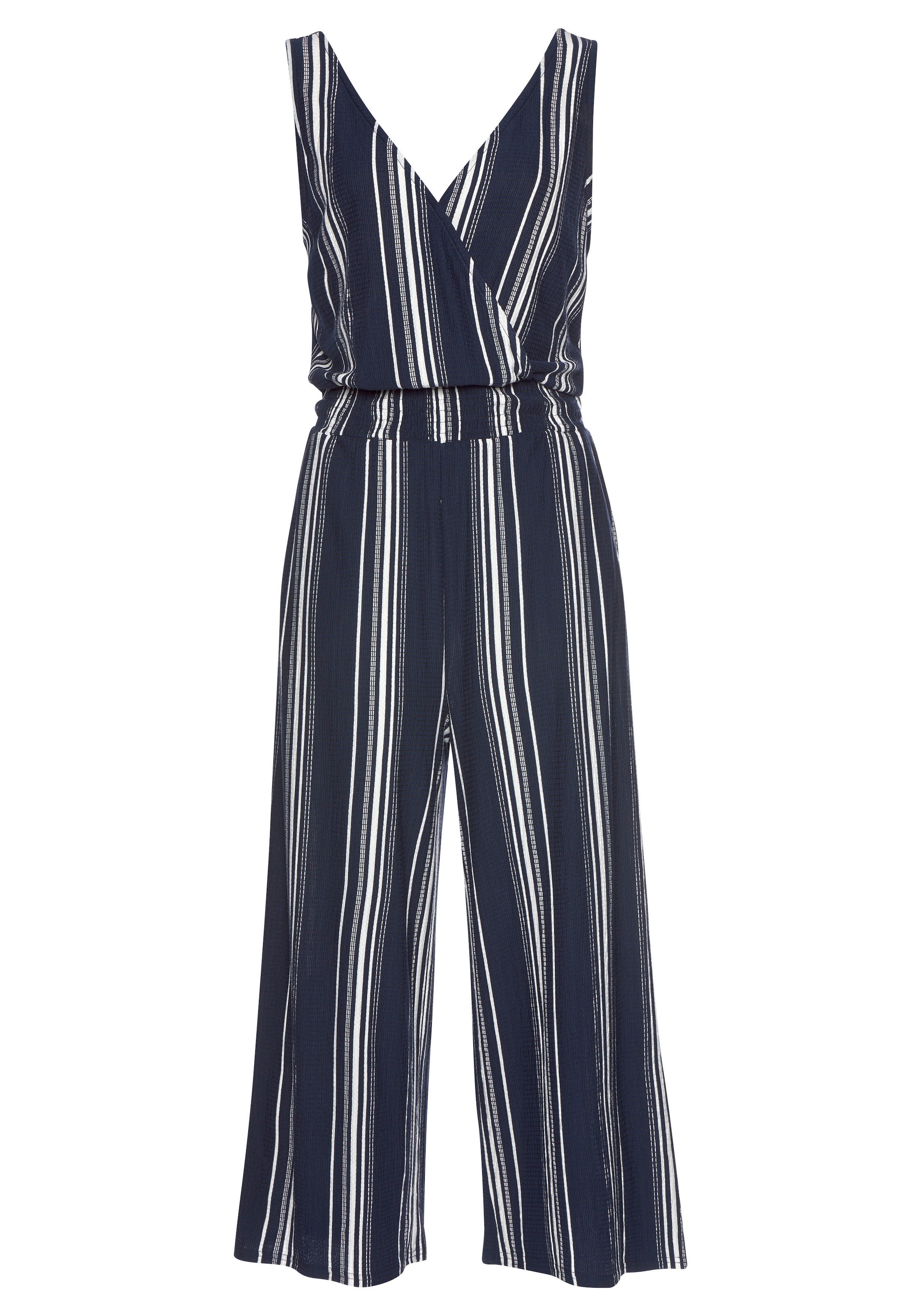LASCANA Culotte-Overall aus strukturierter Ware, sommerlicher Jumpsuit mit Streifen