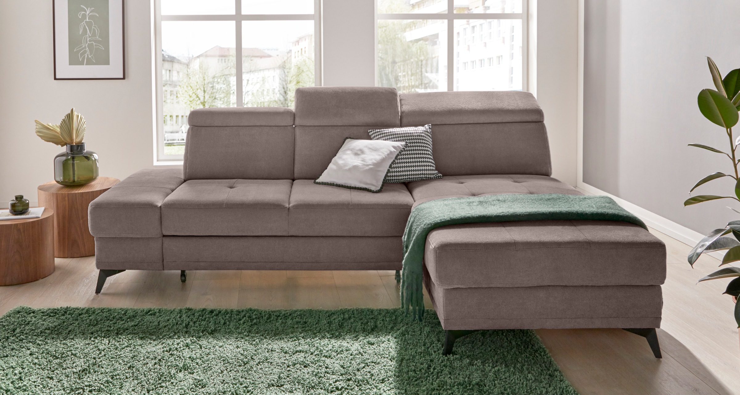 Home affaire Ecksofa »Cardiz L-Form« inkl.Kopfteilverstellung und Federkern günstig online kaufen