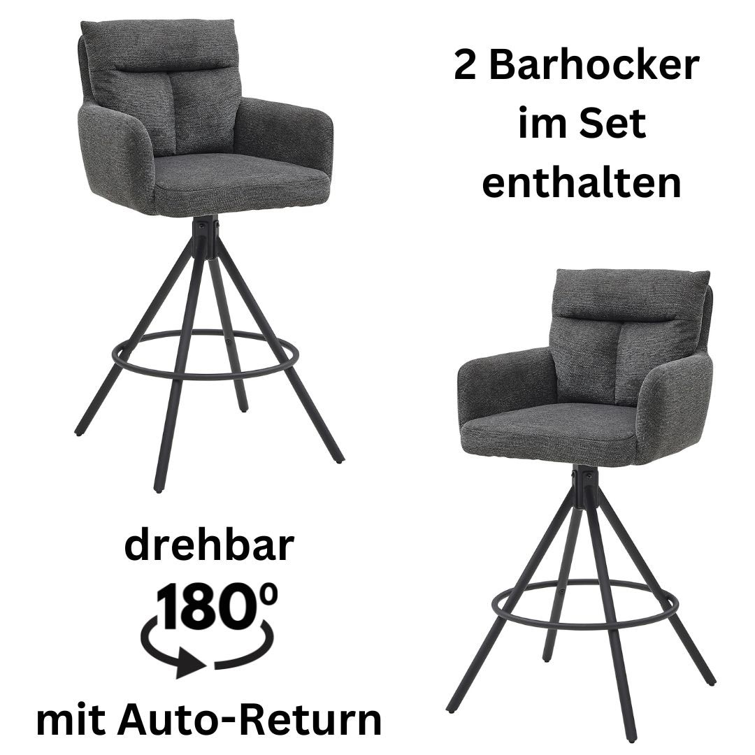 Stolkom Barhocker »Sofia«, (Set, 2 St.), Komfortsitzhöhe 70 cm, 180°drehbar Auto Return funktion