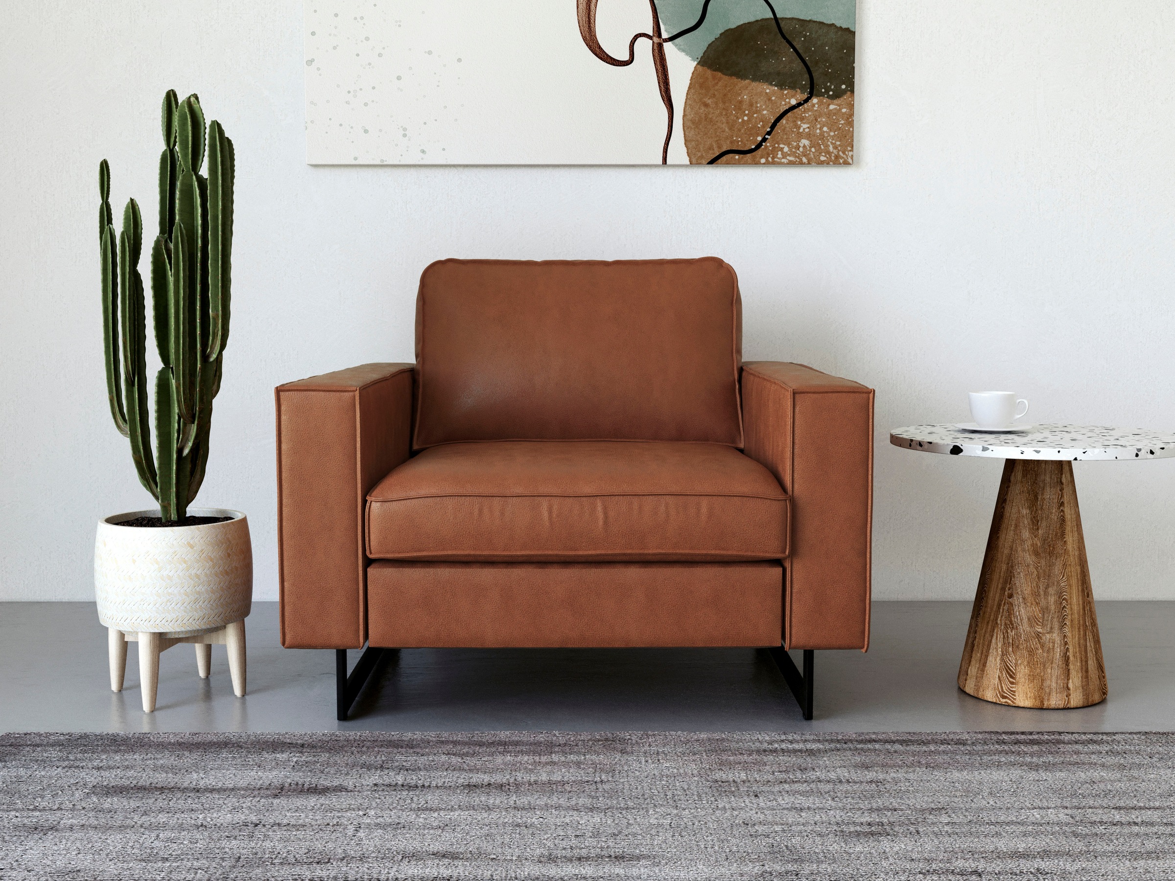 Places of Style Loveseat »Pinto 105 cm, Cord, Chenille, Lederoptik«, mit Ke günstig online kaufen