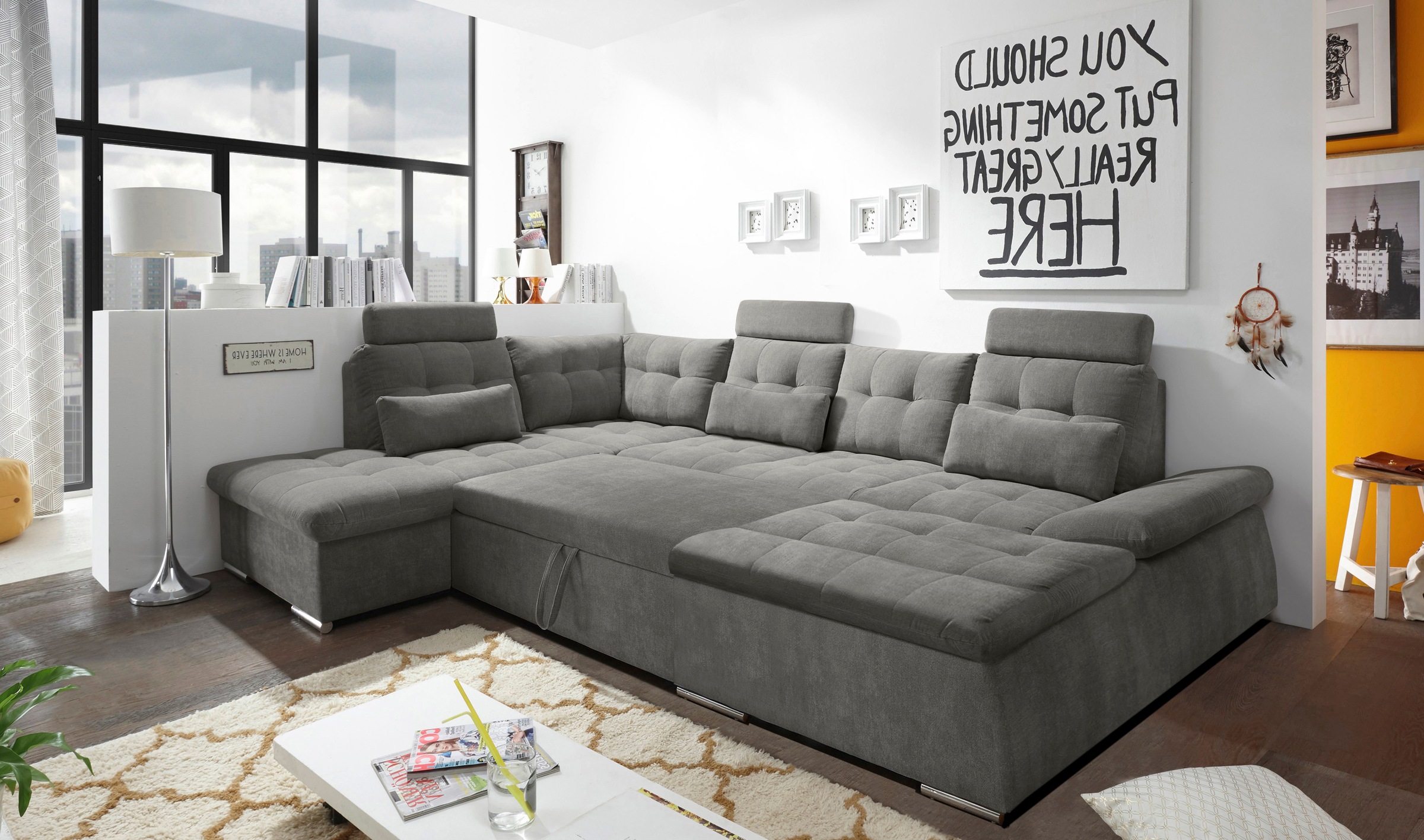 ED EXCITING DESIGN Wohnlandschaft "Nalo U-Form mit Bettfunktion, Bettkasten günstig online kaufen